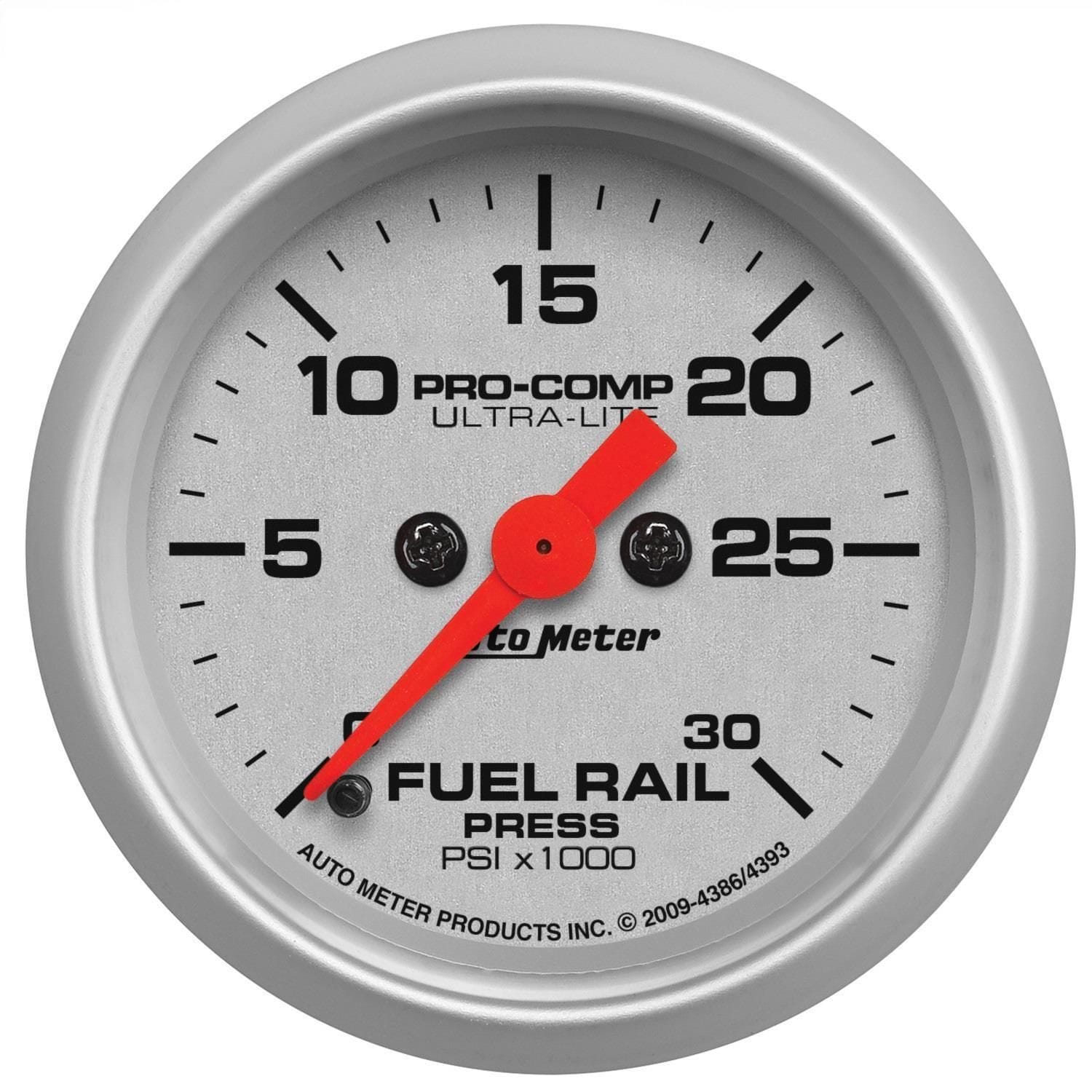 AutoMeter Ultra-Lite 1.69 in Silver 0 PSI to 30000 PSI Fuel Pressure Gauge for Yugo