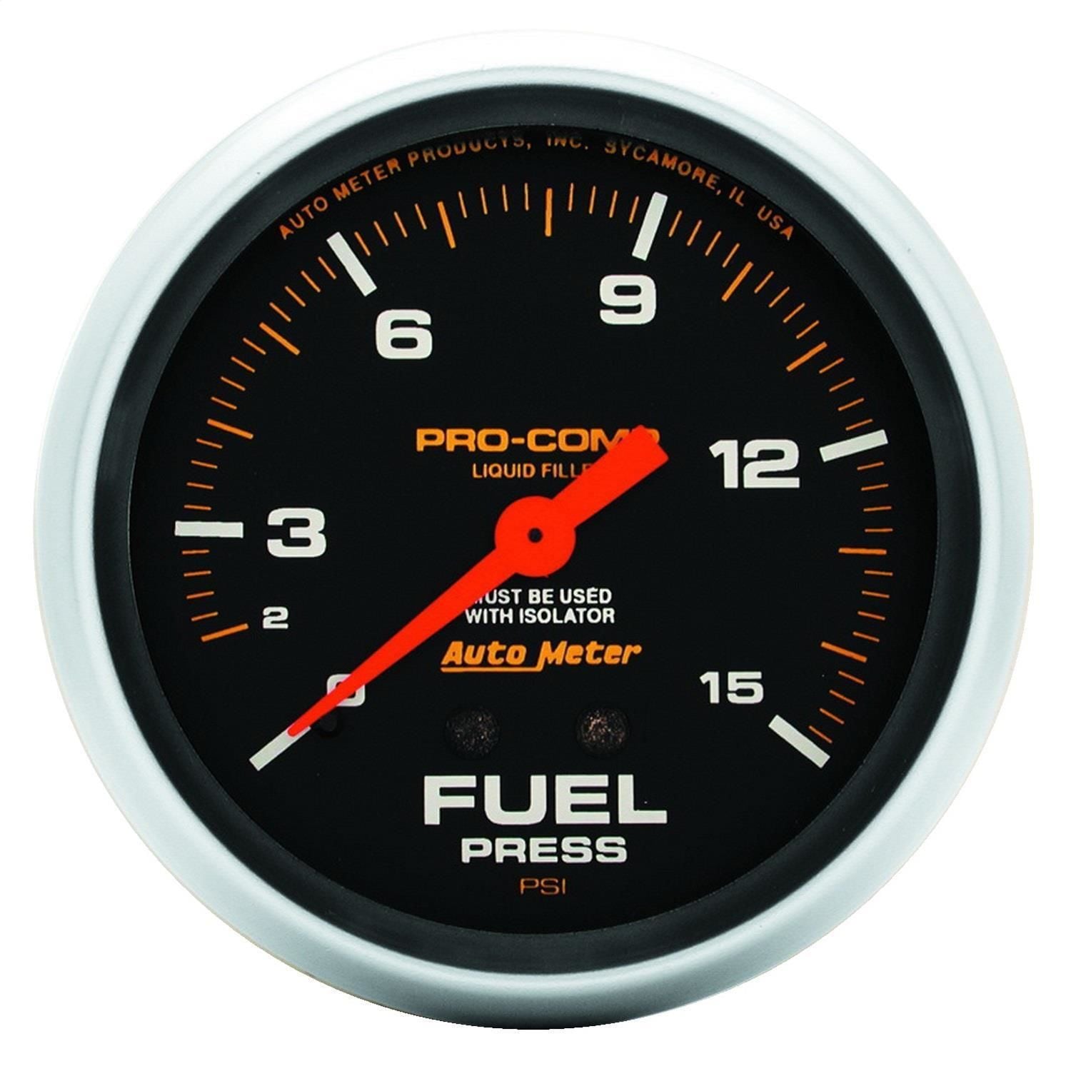 Autometer Pro Comp AutoMeter Pro-Comp 2.29 in Black 0 PSI to 15 PSI Fuel Pressure Gauge ...