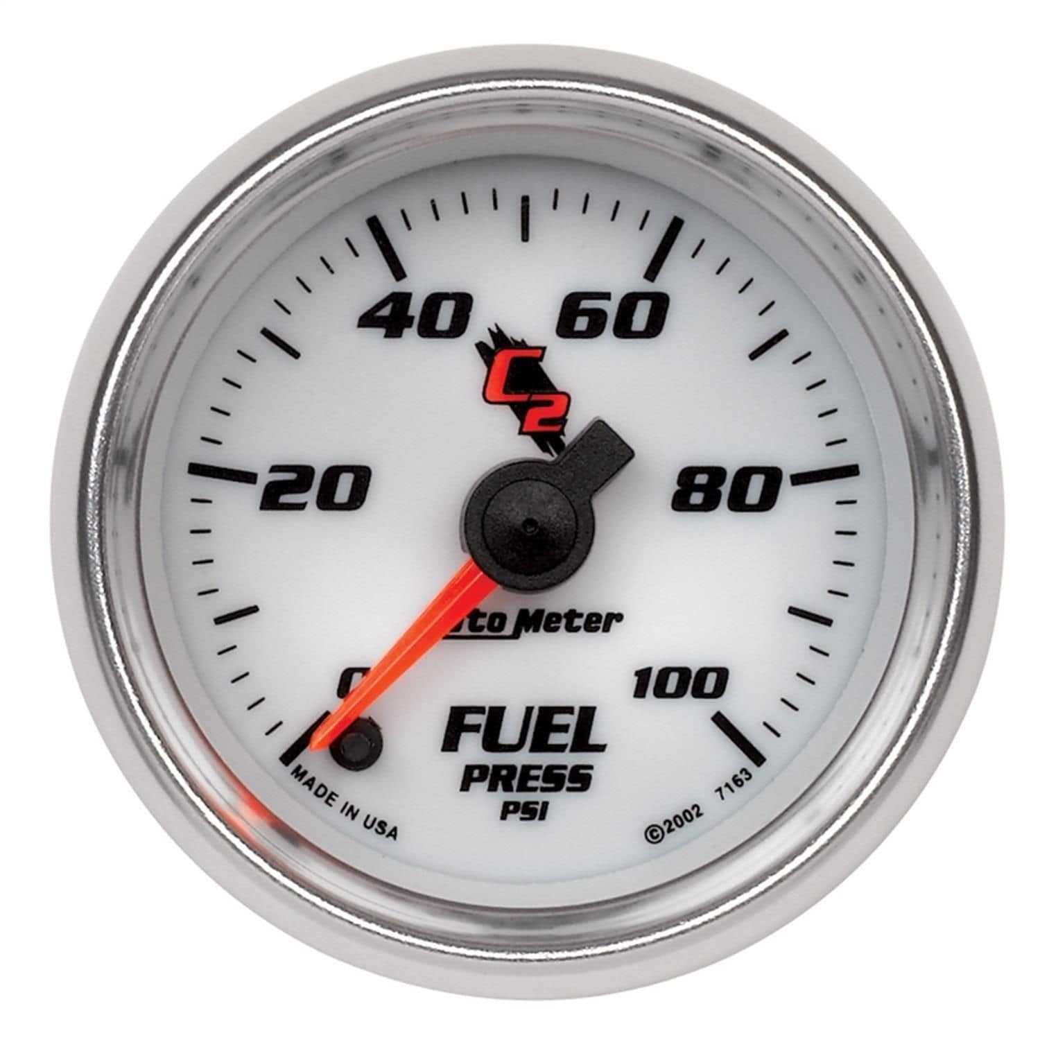 AutoMeter C2 1.69 in White 0 PSI to 100 PSI Solid State Fuel Pressure Gauge for Cadillac Series 90