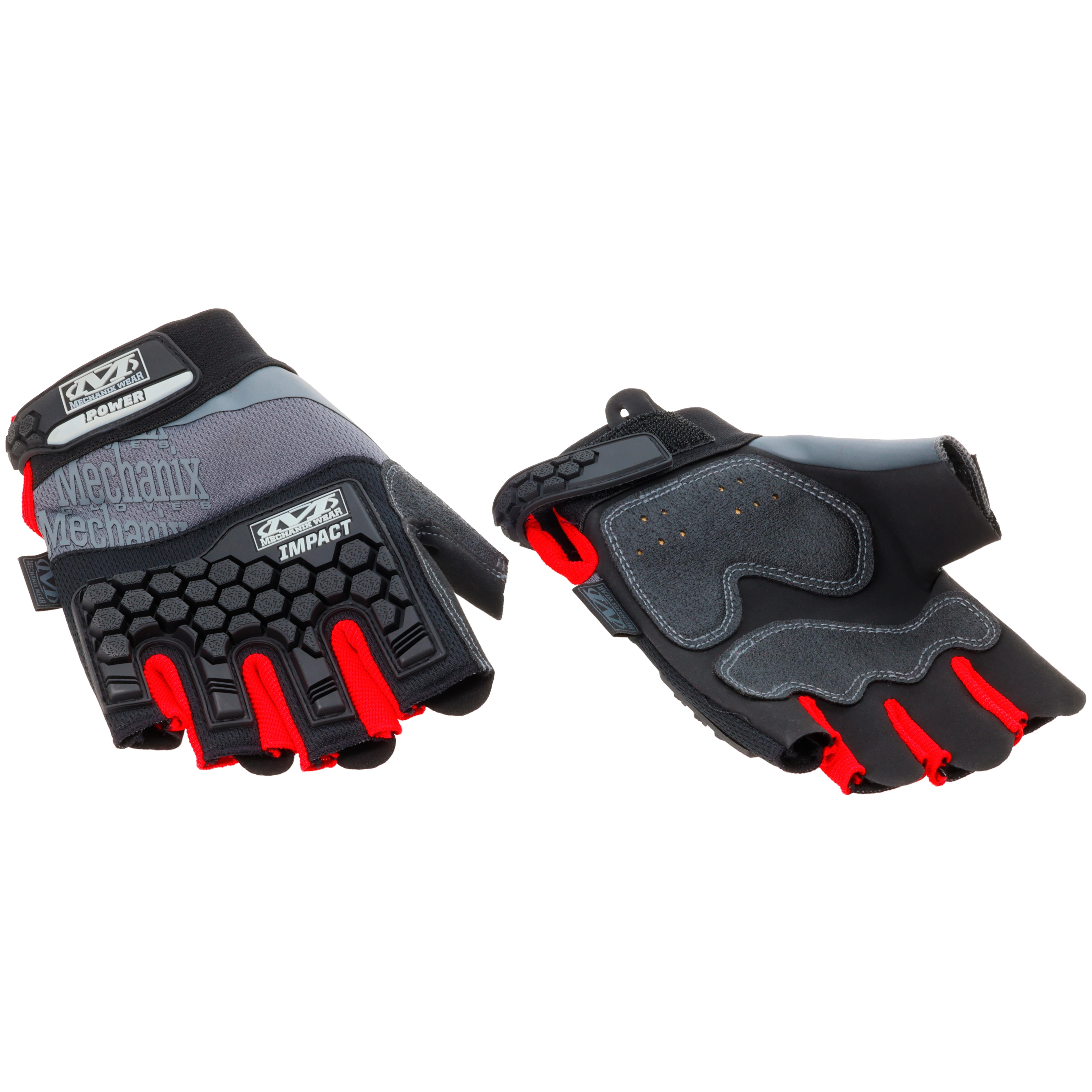 Mechanix Wear Power Guard Fingerless Work Gloves, Black/Grey