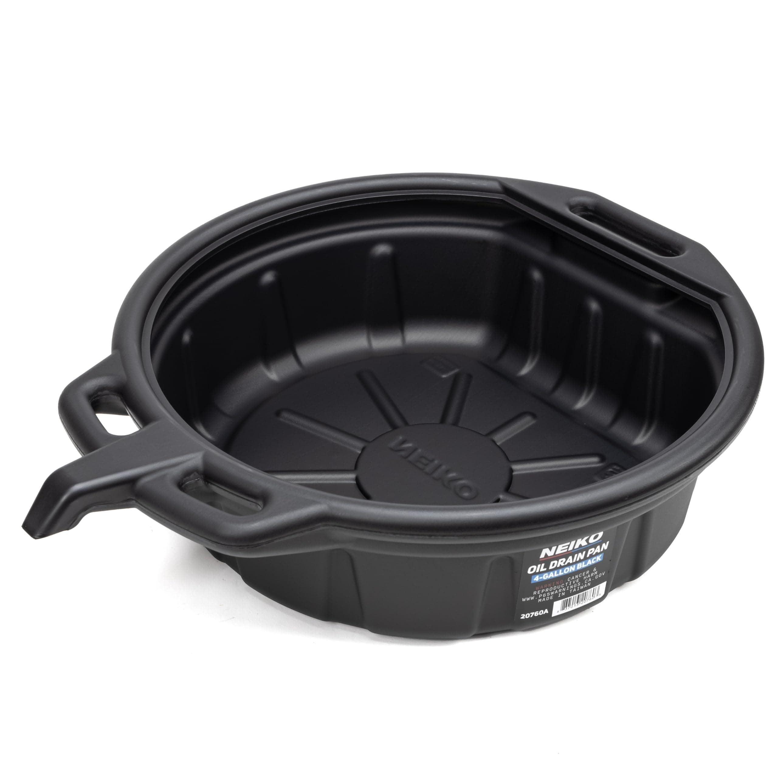 NEIKO Black Plastic, Anti Splash Large Oil Drain Pan, 4 Gallon
