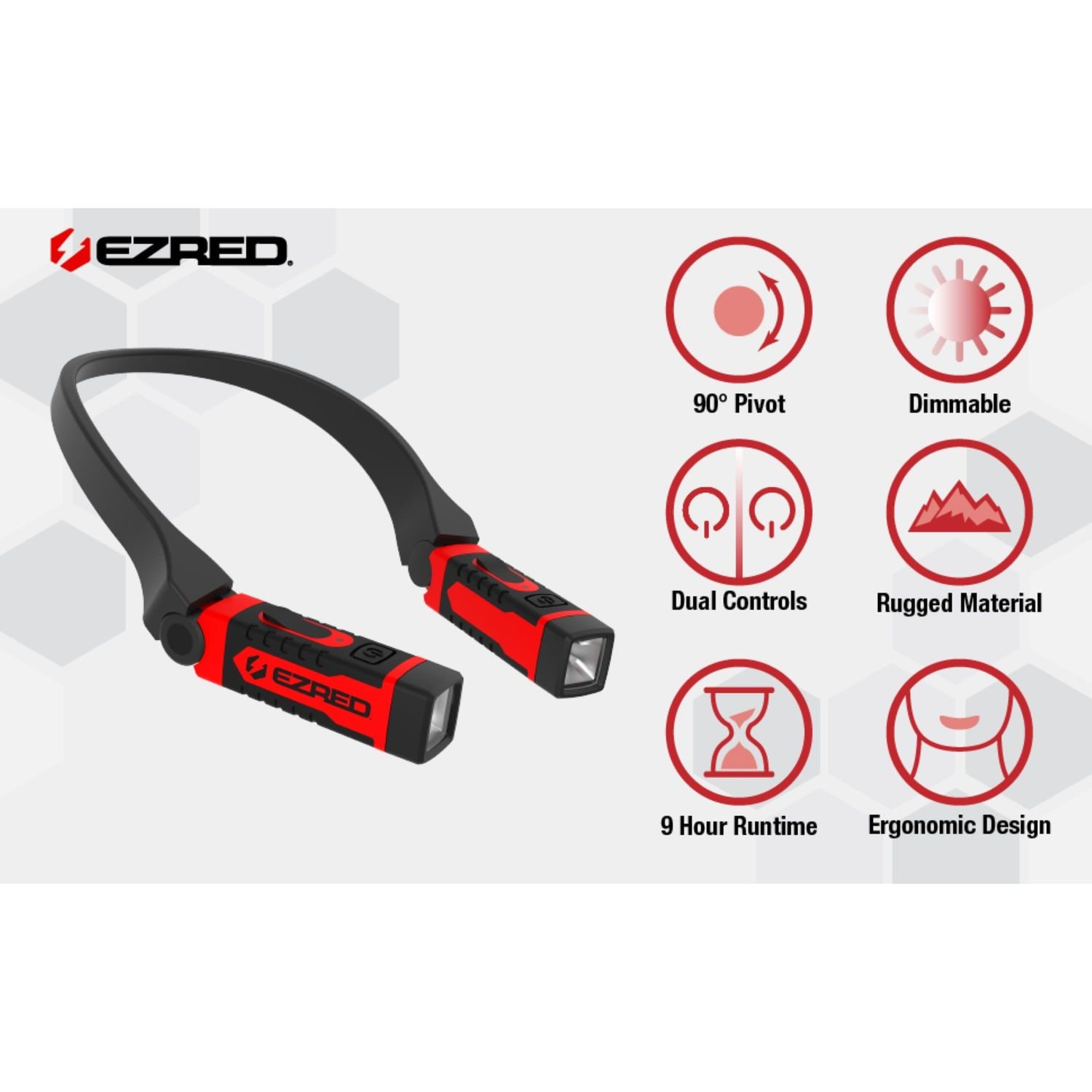 EZ Red 300 Lumens Red Rechargeable LED Neck Light, USB Charge Cord