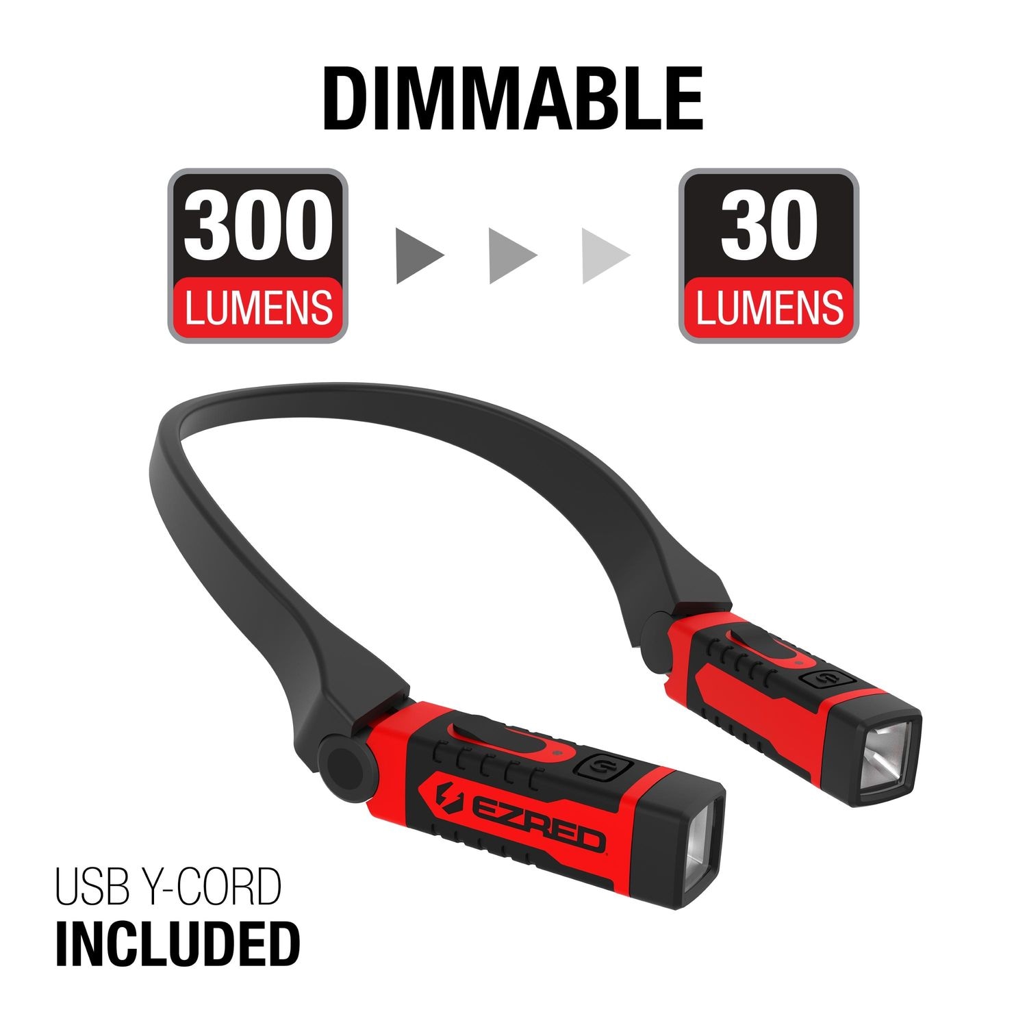 EZ Red 300 Lumens Red Rechargeable LED Neck Light, USB Charge Cord