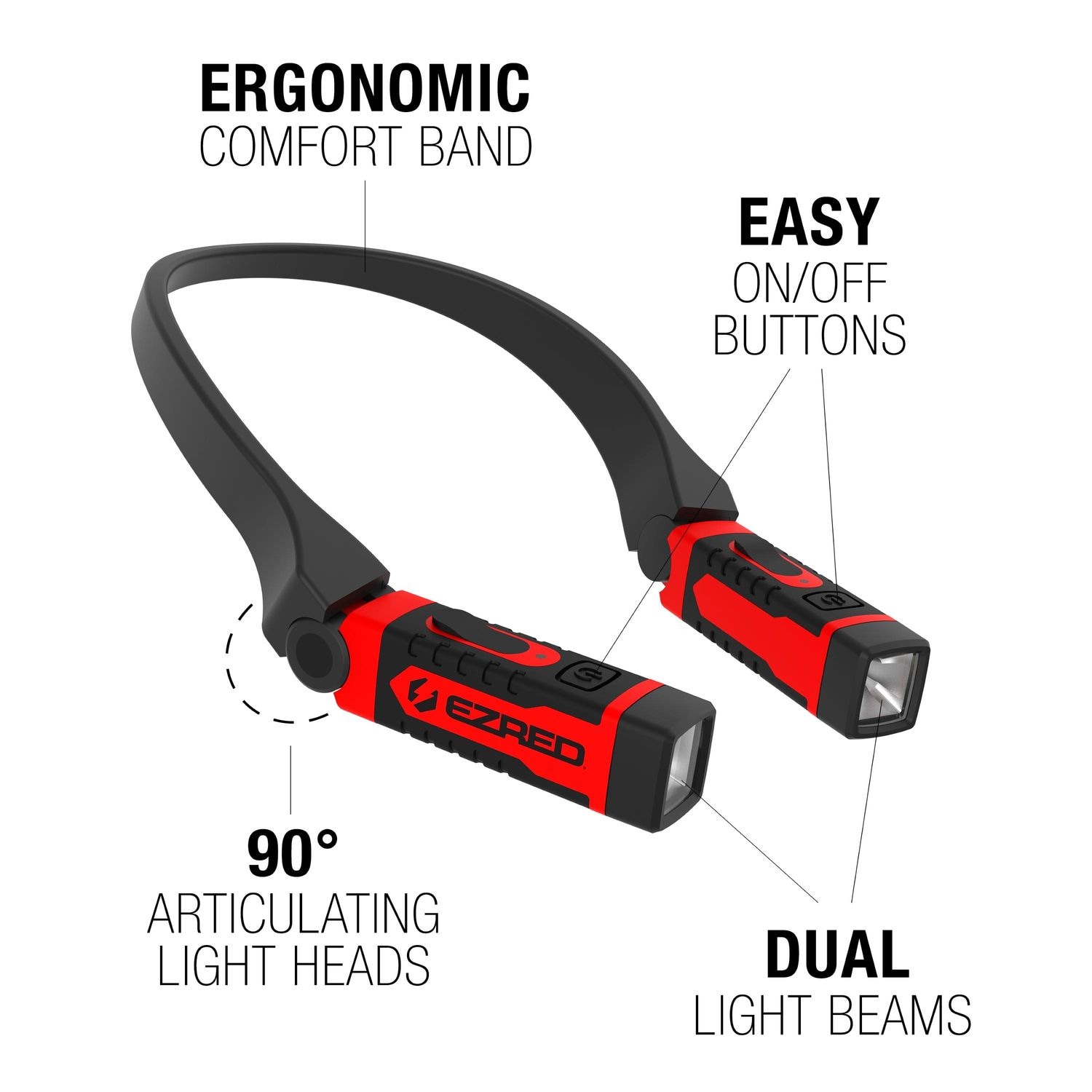 EZ Red 300 Lumens Red Rechargeable LED Neck Light, USB Charge Cord