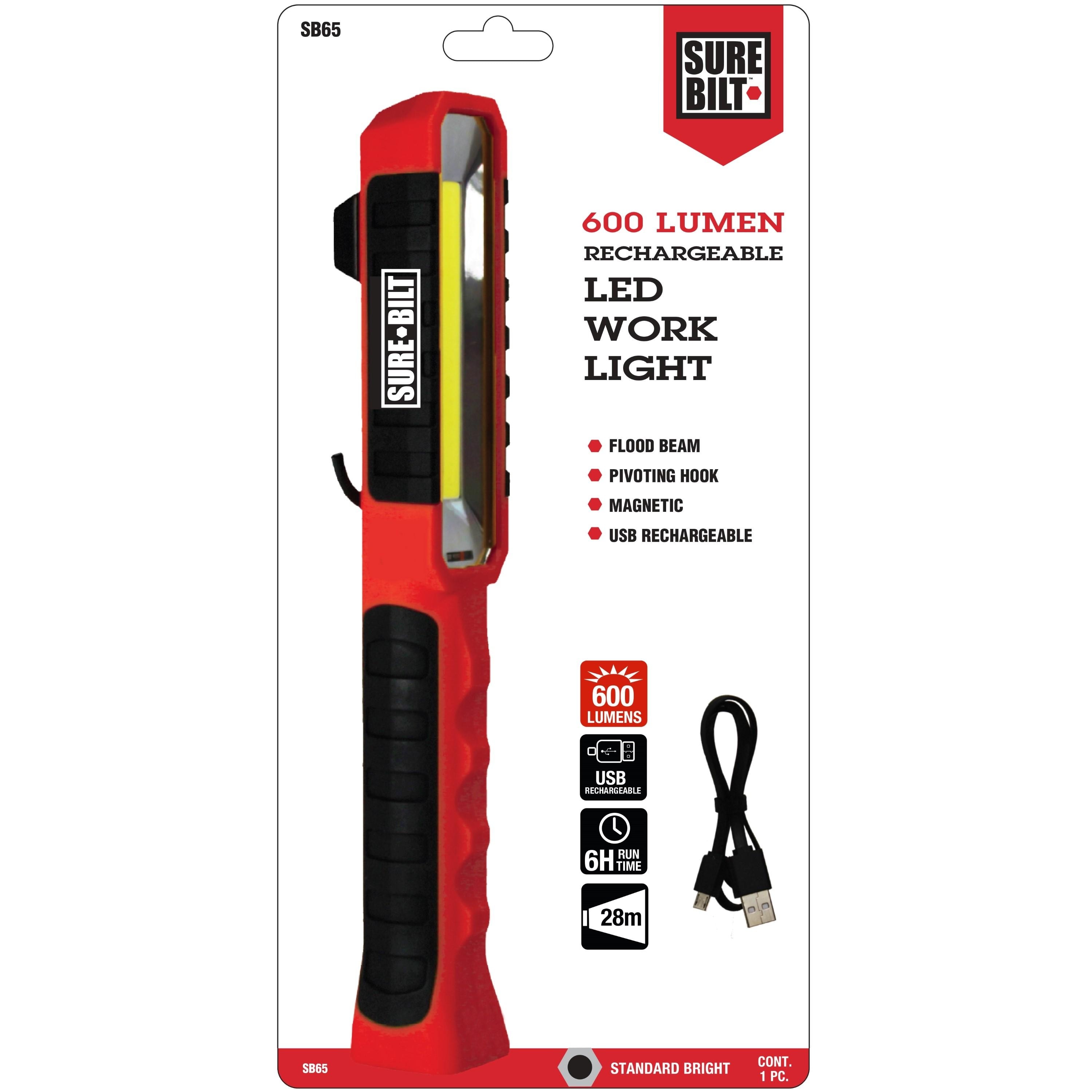 SureBilt 600 Lumen Rechargeable LED Work Light; USB Charge Cord