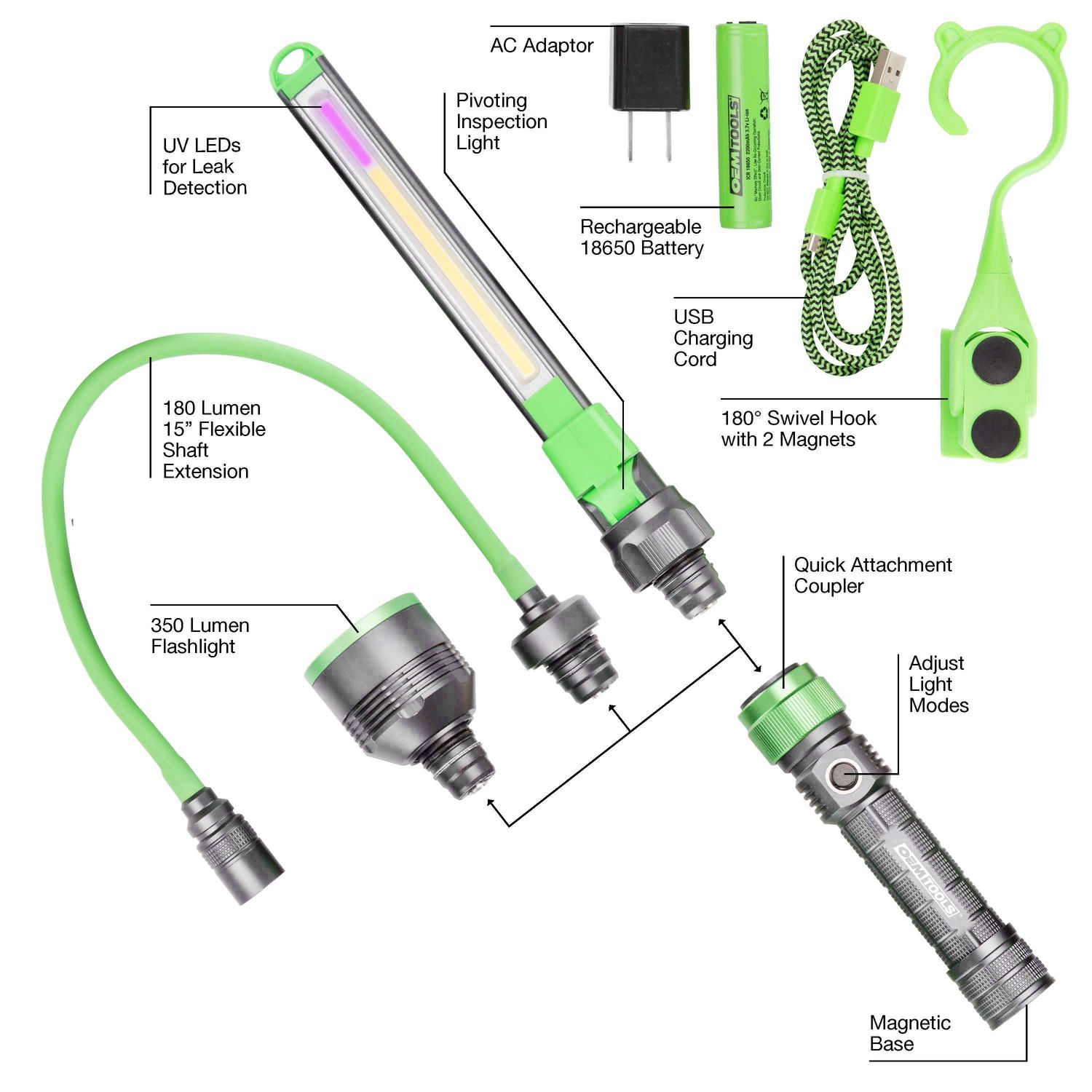 OEMTOOLS Rechargeable Multi-Head Work Light Set | AutoZone