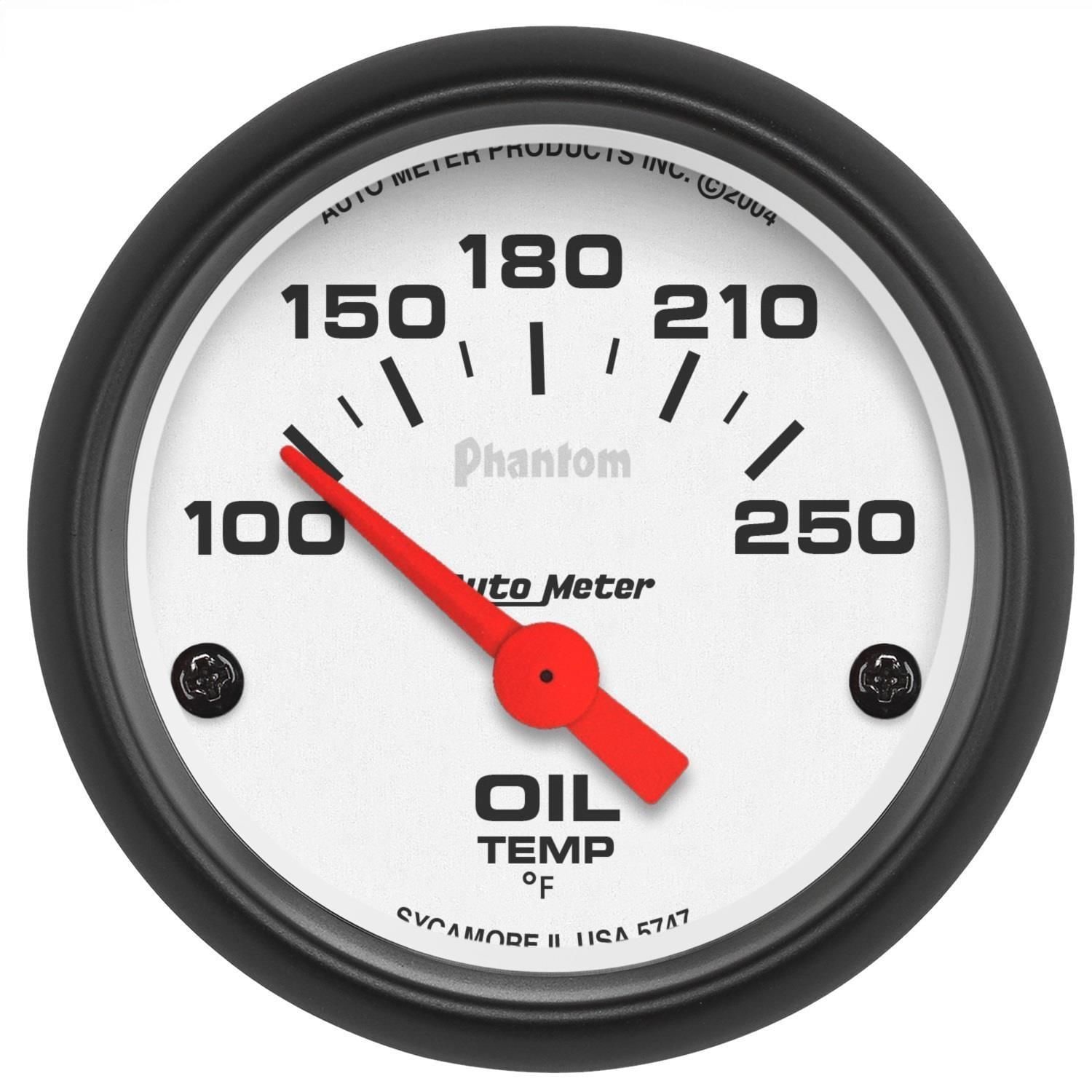 Auto Meter RPMメーター・オイルプレッシャー・水温計セット AutoMeter Phantom 2.0625 in White 100 Deg. F to 250 Deg. F