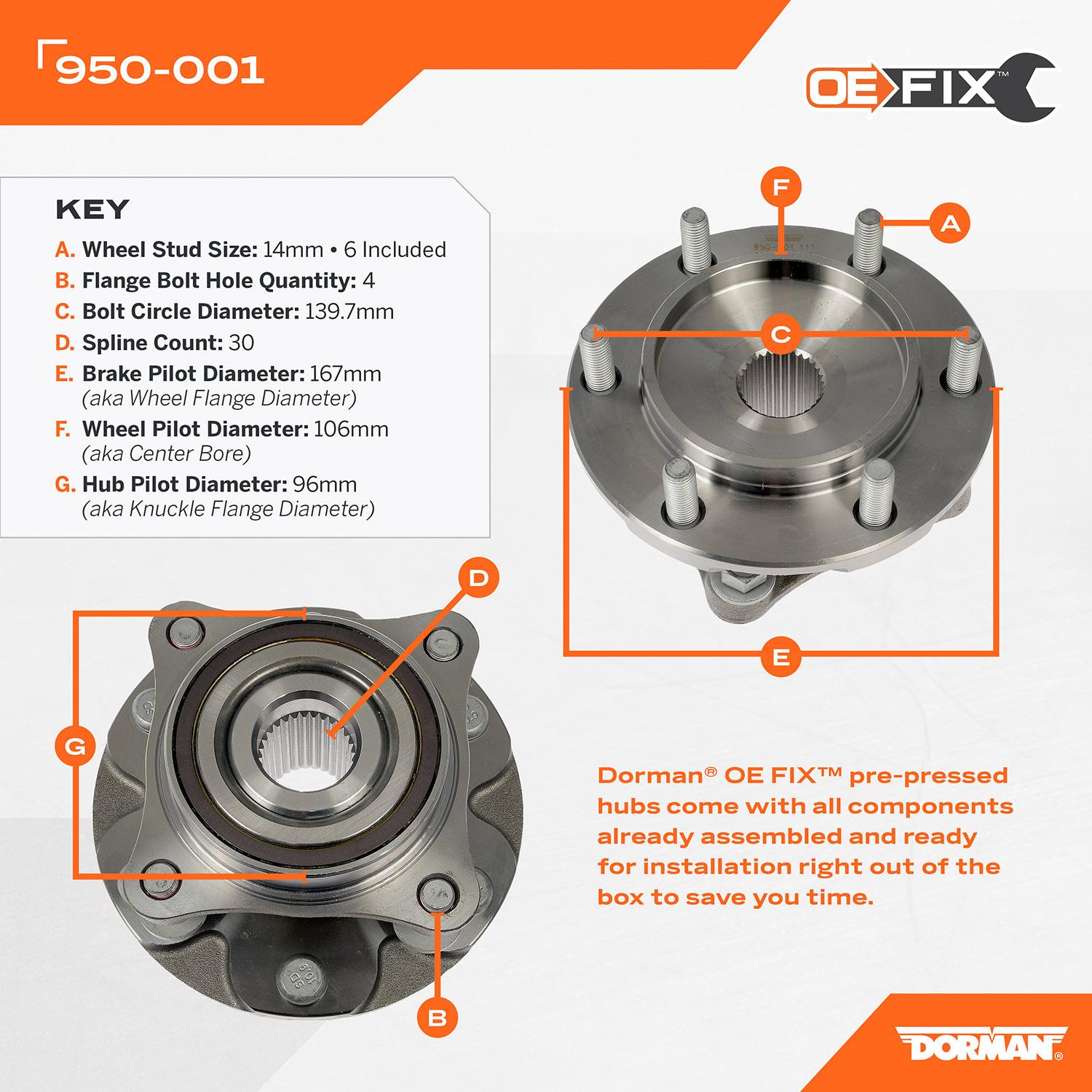 Dorman - OE Solutions Wheel Bearing and Hub Assembly 950-001