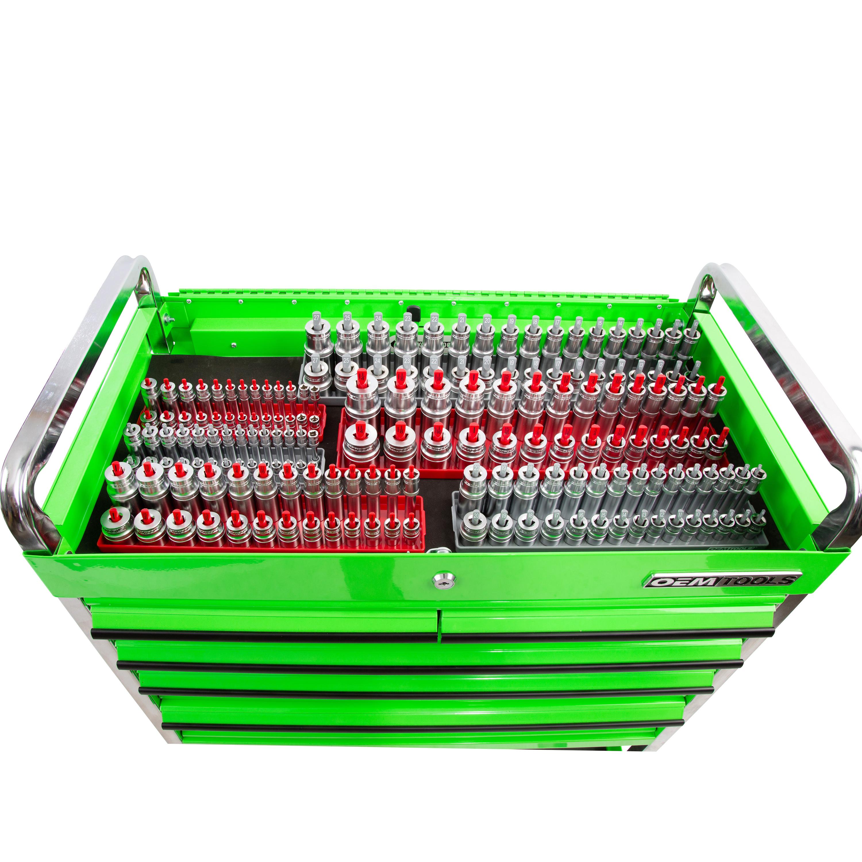 OEMTOOLS SAE And Metric Red And Gray Socket Tray Set 6 Piece