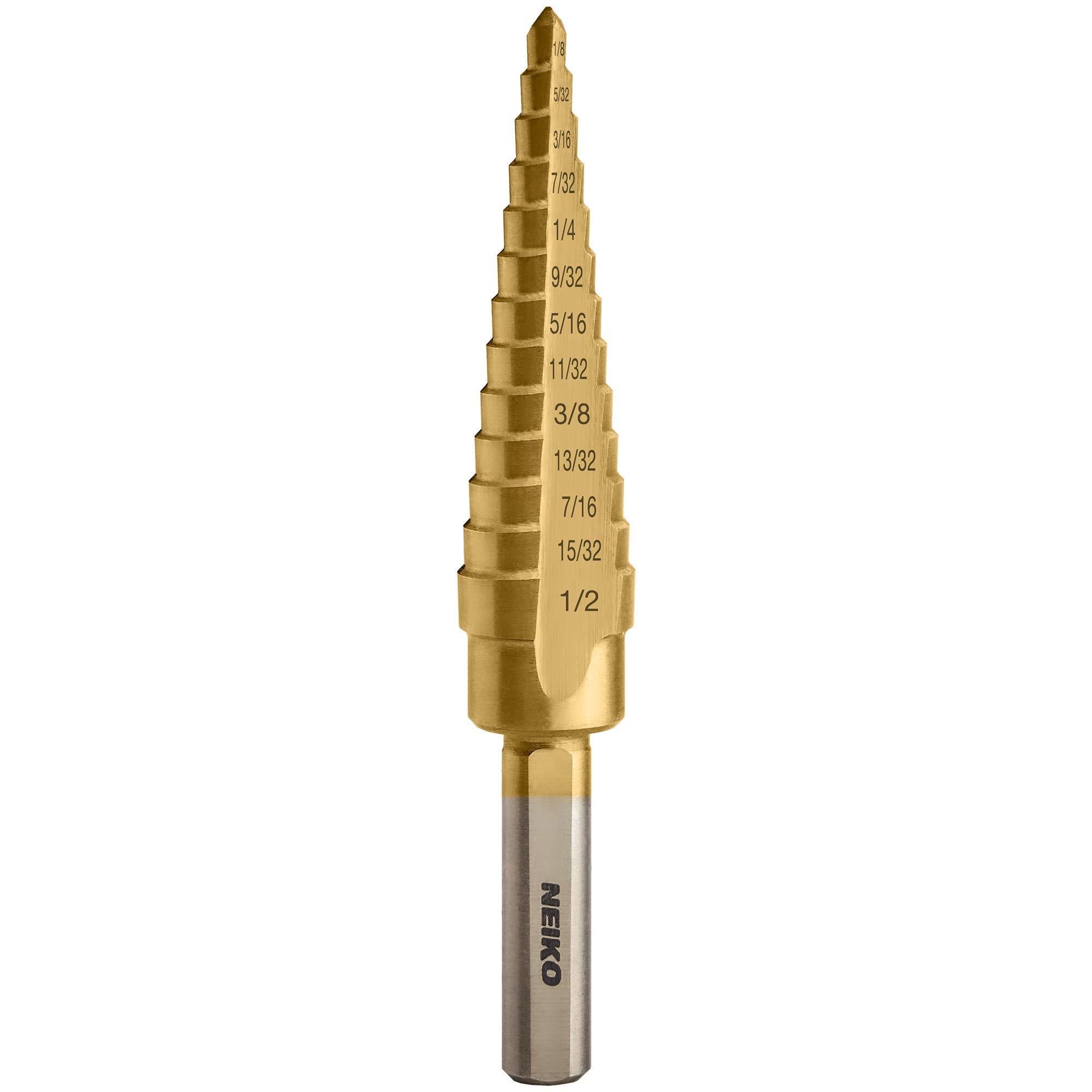 NEIKO 1/8in to 1/2in 13 Steps High Speed Alloy-Steel, Titanium