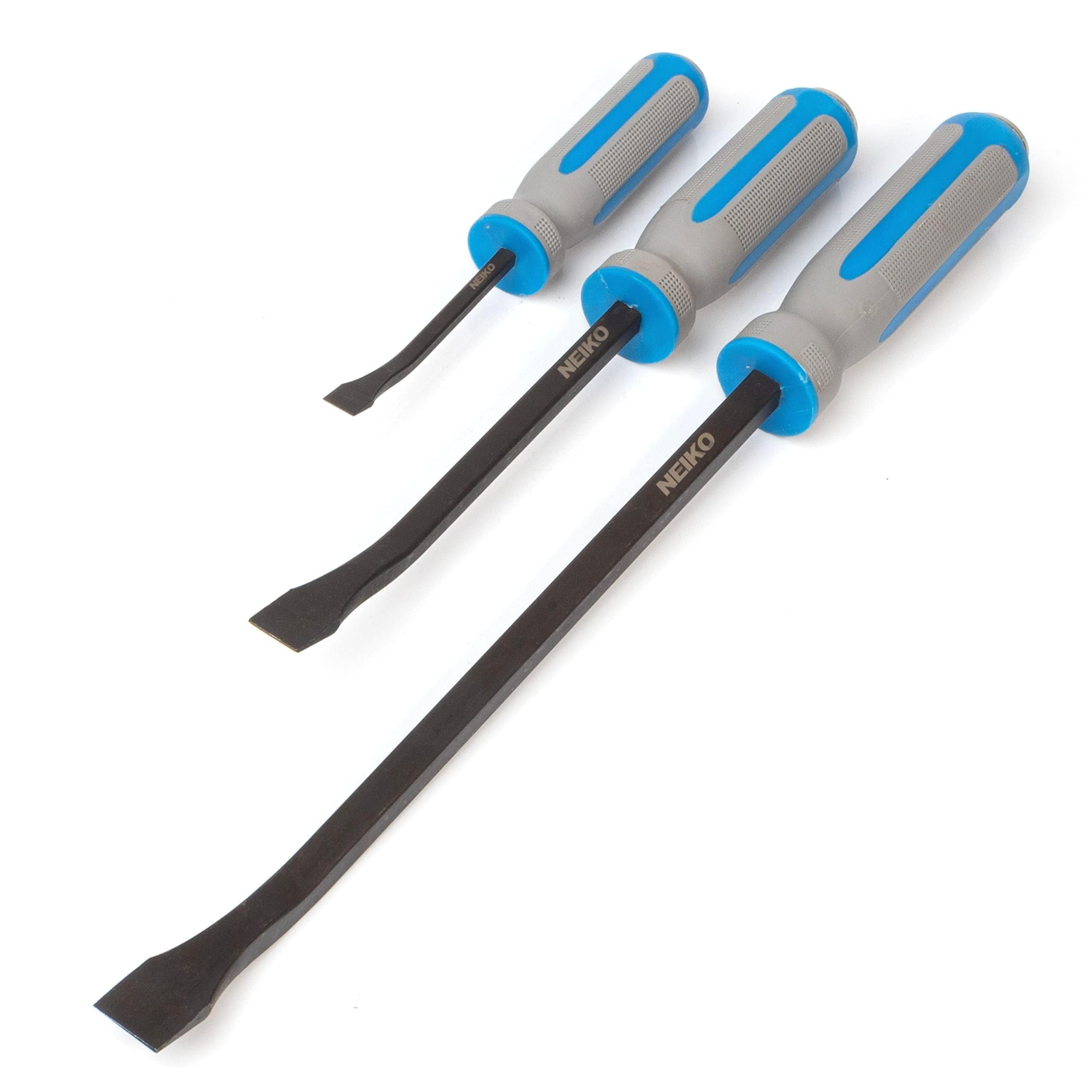 NEIKO 8in, 12in and 17.5in Crow Bar, Textured Handles Angled Tip