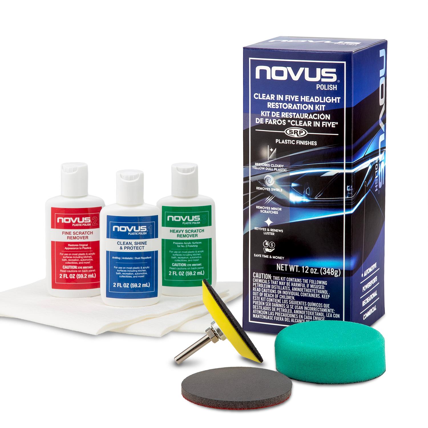 NOVUS Plastic Polish Clear in Five Headlight Restoration Kit for