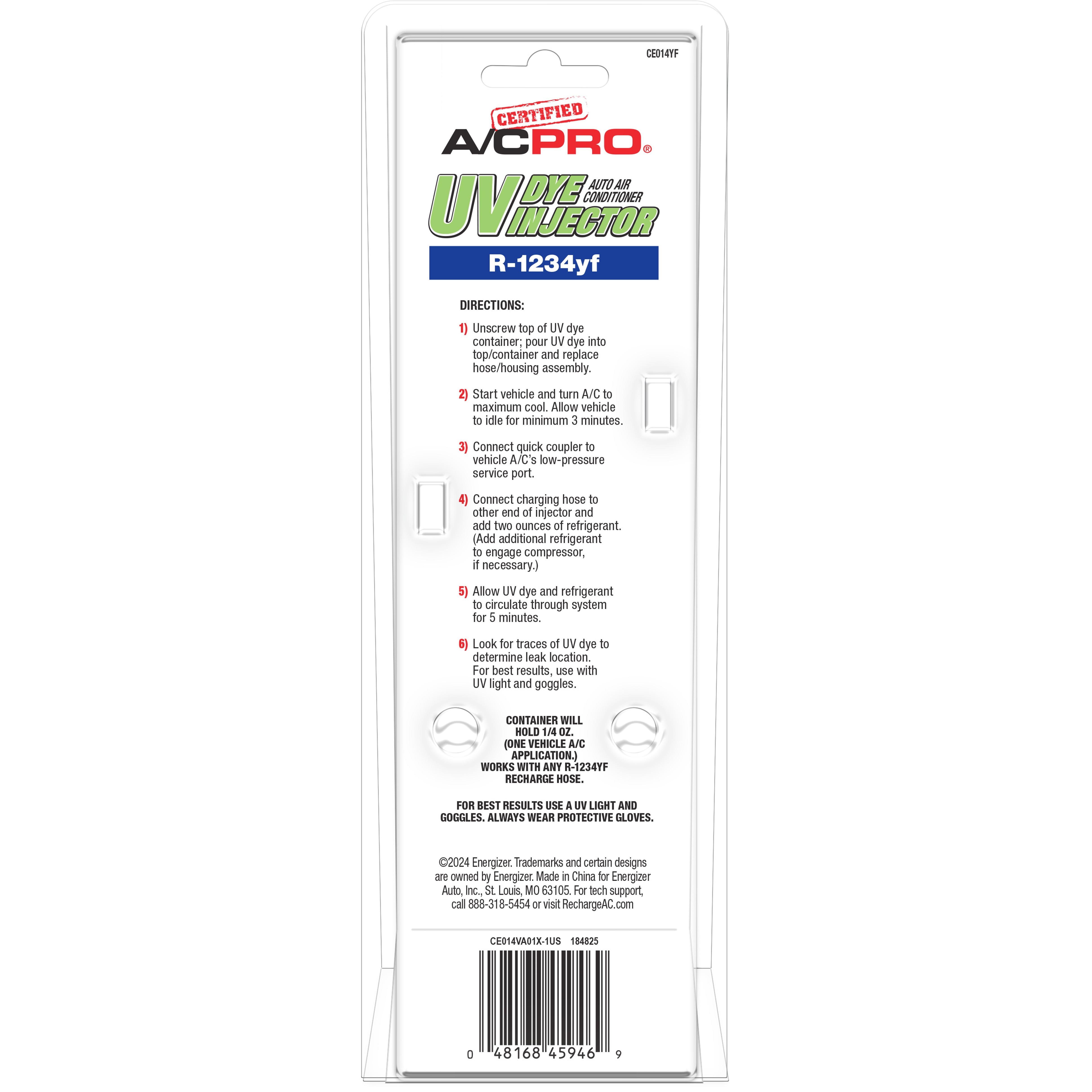 yo　1/6 Certified A/C Pro A/C System Dye Injector CE014VA01X | AutoZone