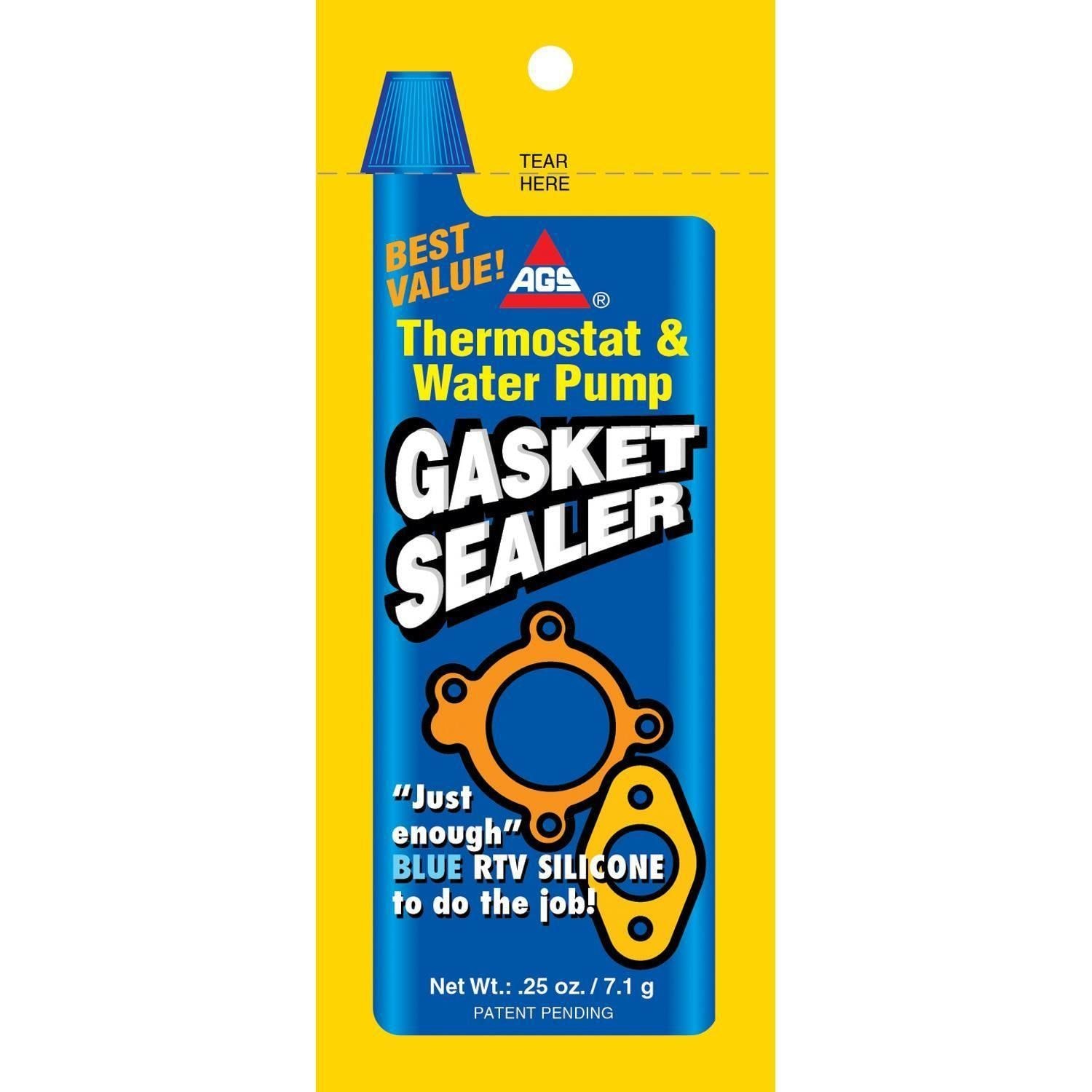 AGS Blue RTV Silicone Water Pump Thermostat Gasket Sealant .25 oz