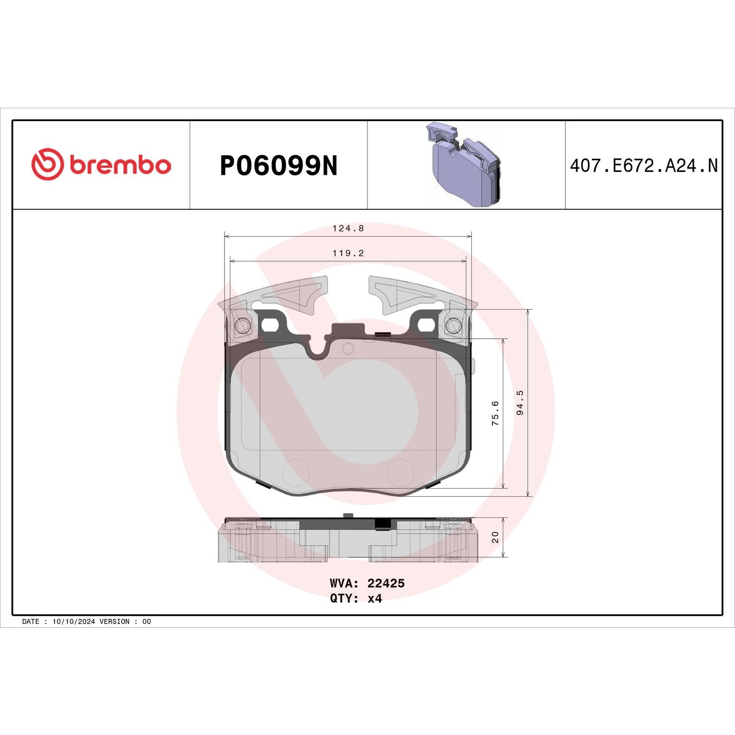 Brembo Ceramic Premium Brake Pads P06099N | AutoZone