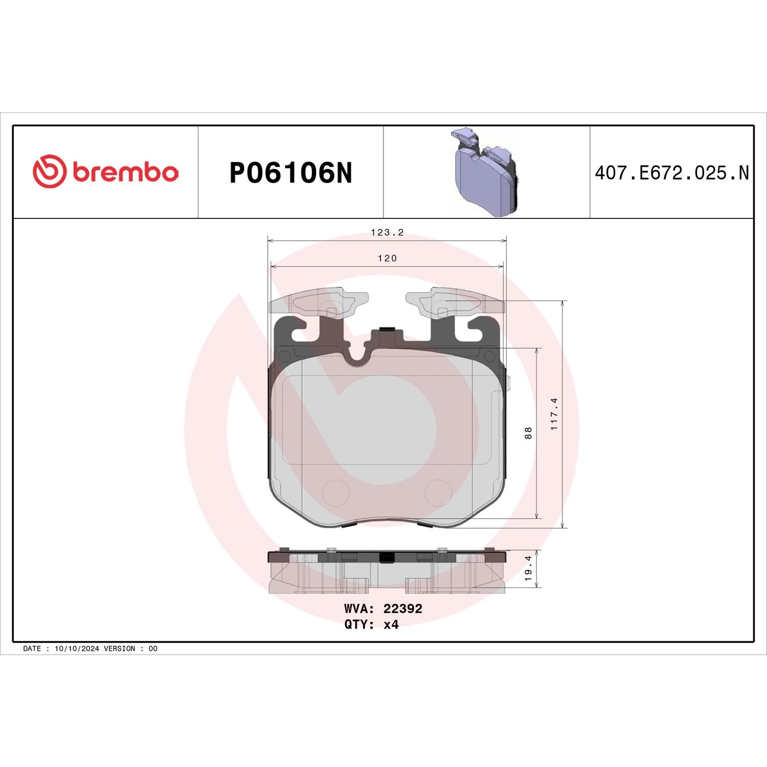 Brembo Ceramic Premium Brake Pads P06106N | AutoZone