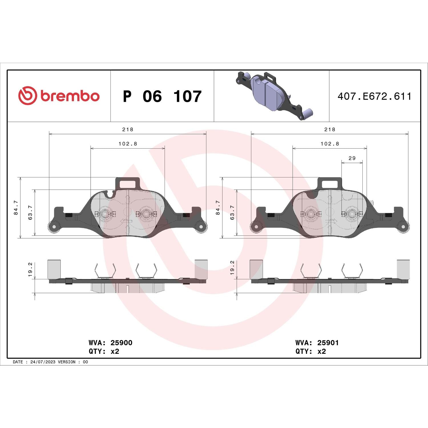 Brembo Low-Metallic Premium Brake Pads P06107 | AutoZone