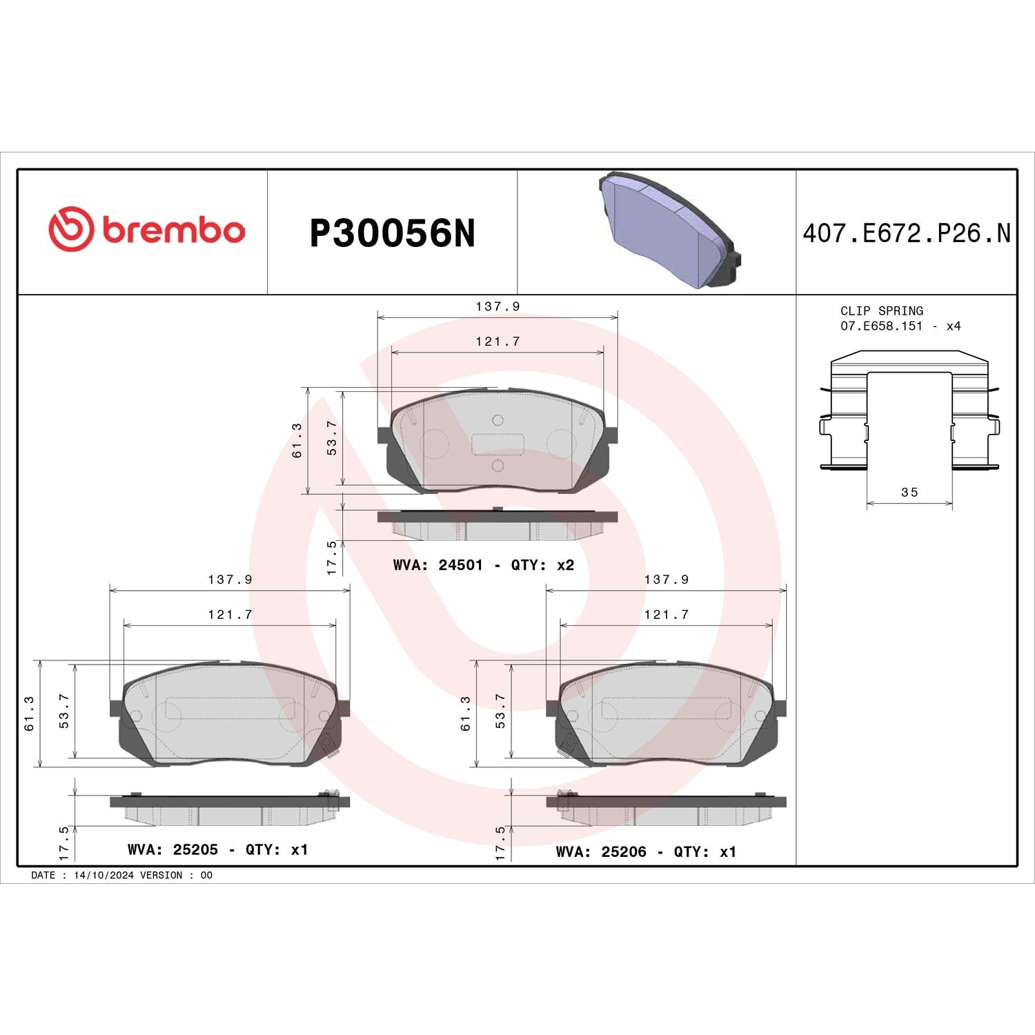 Brembo Ceramic Premium Brake Pads P30056N | AutoZone