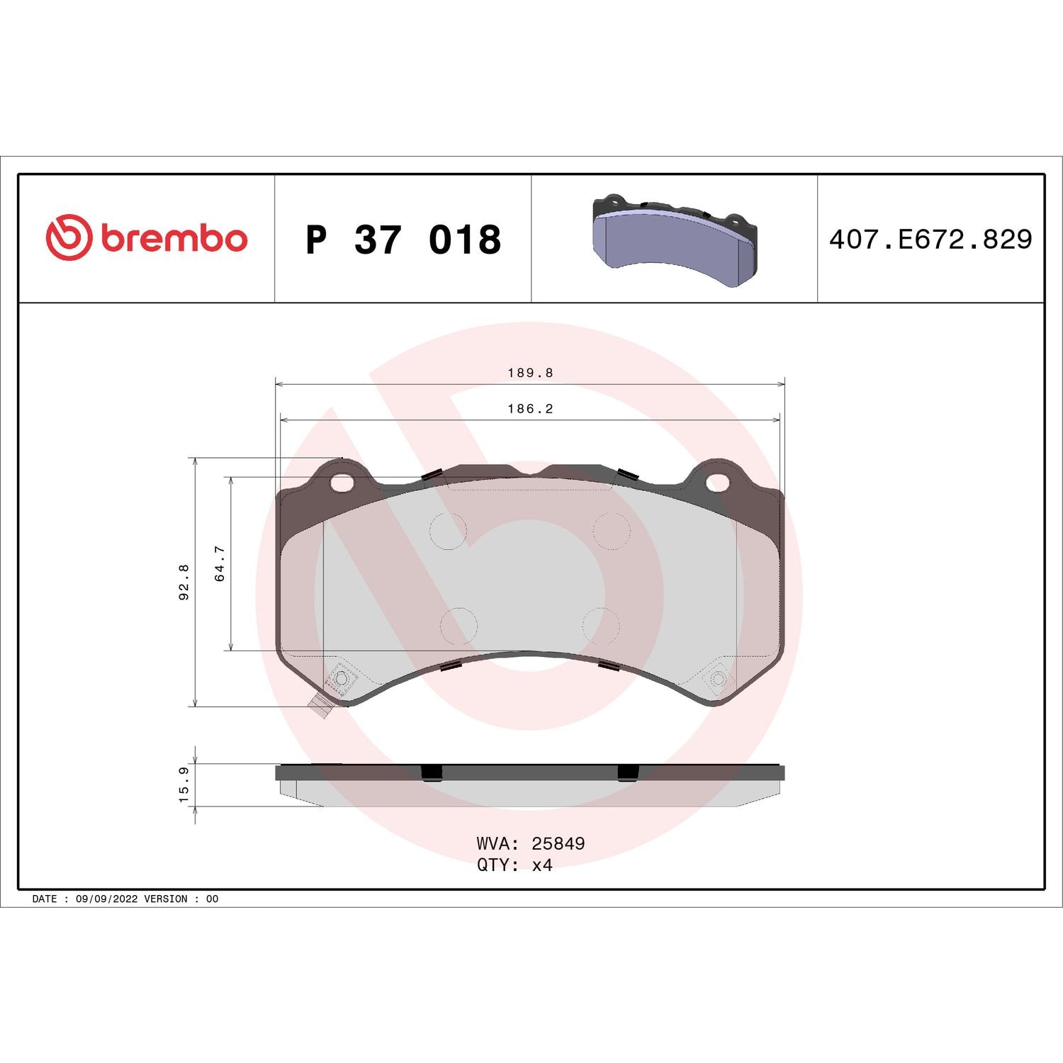 Brembo ブレーキパッド P37 018 P30 074 Brembo Low-Metallic Premium Brake Pads P37018 | AutoZone