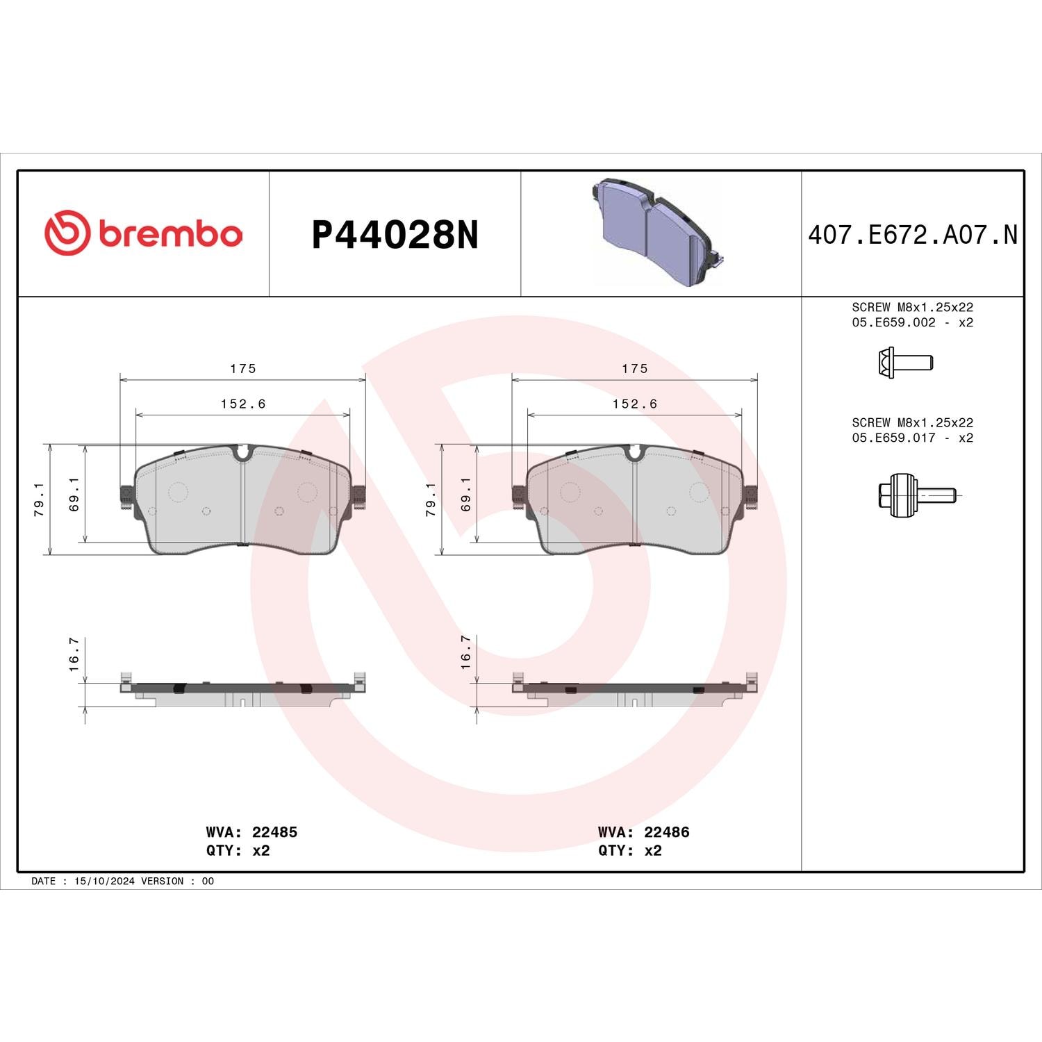 Brembo Disc Brake Pad Set P44028N | AutoZone