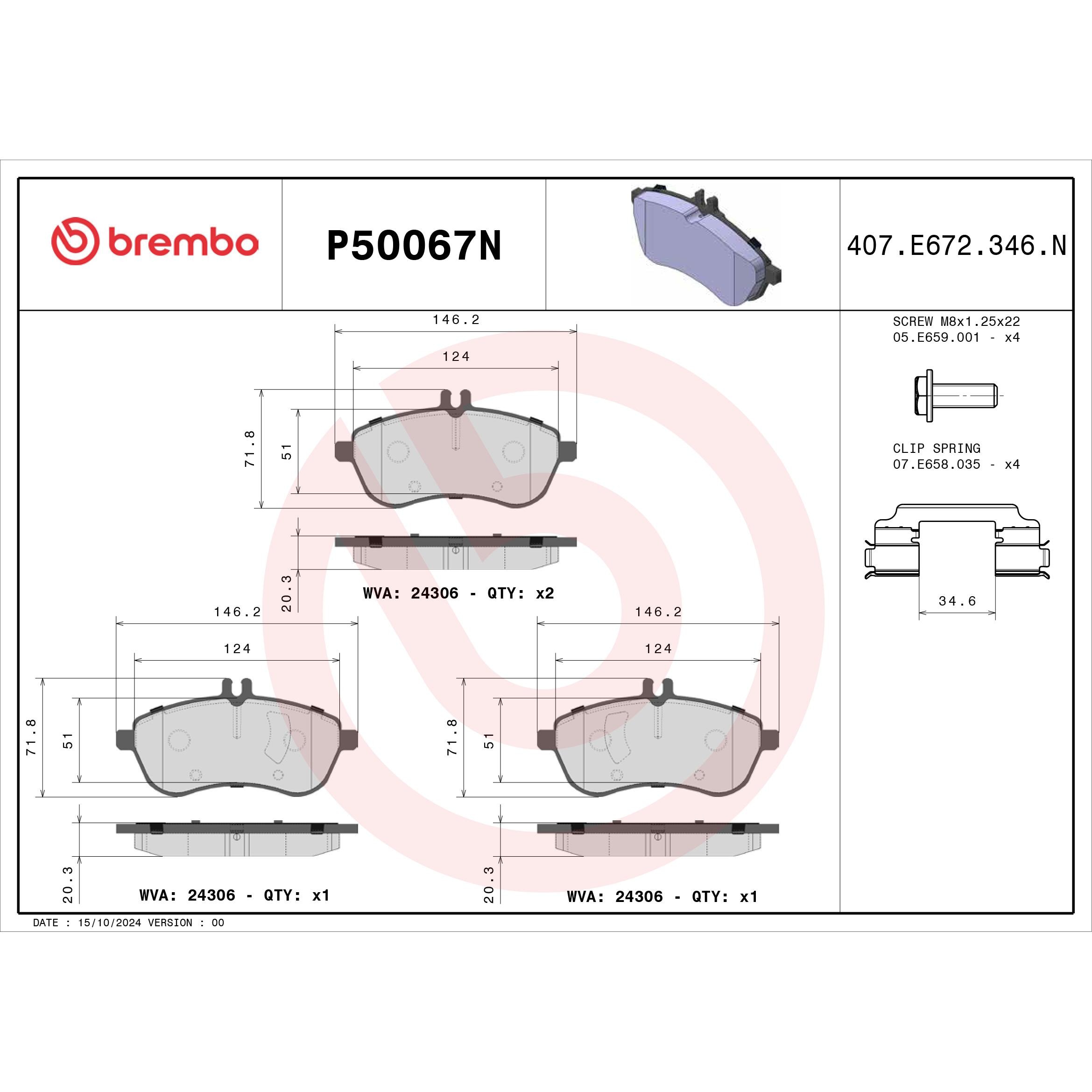 Brembo Ceramic Premium Brake Pads P50067N | AutoZone