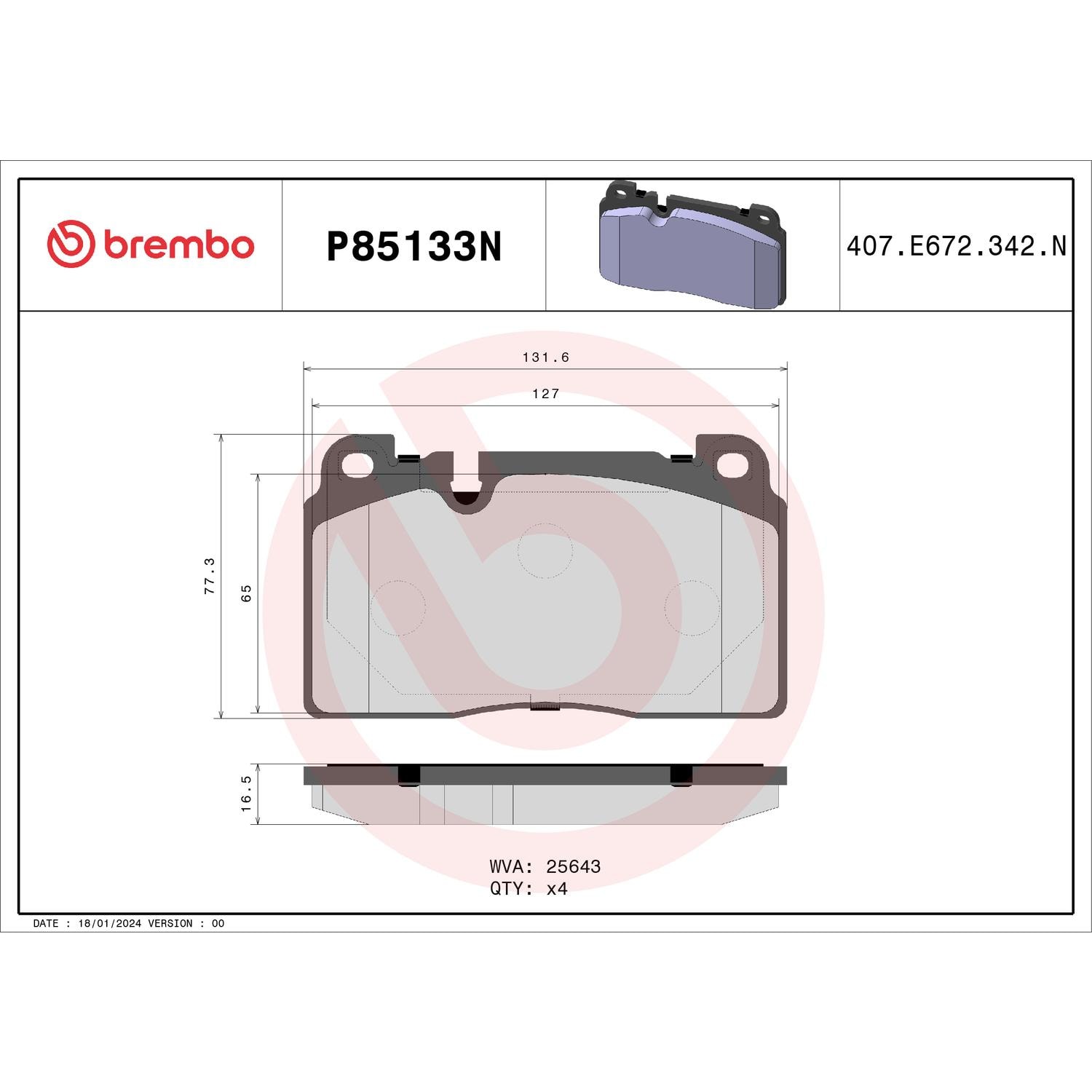 Brembo Ceramic Premium Brake Pads P85133N | AutoZone