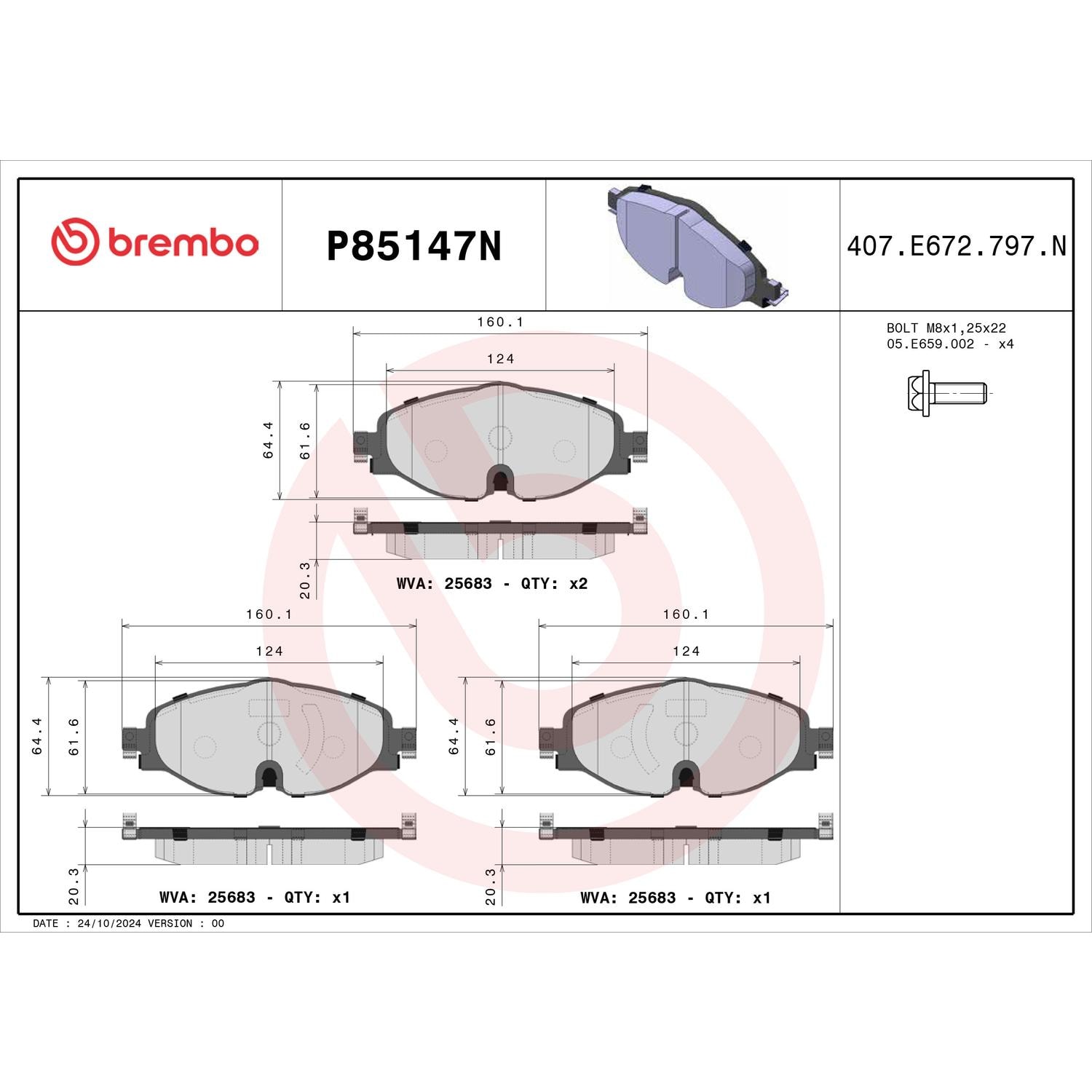 Brembo Ceramic Premium Brake Pads P85147N | AutoZone