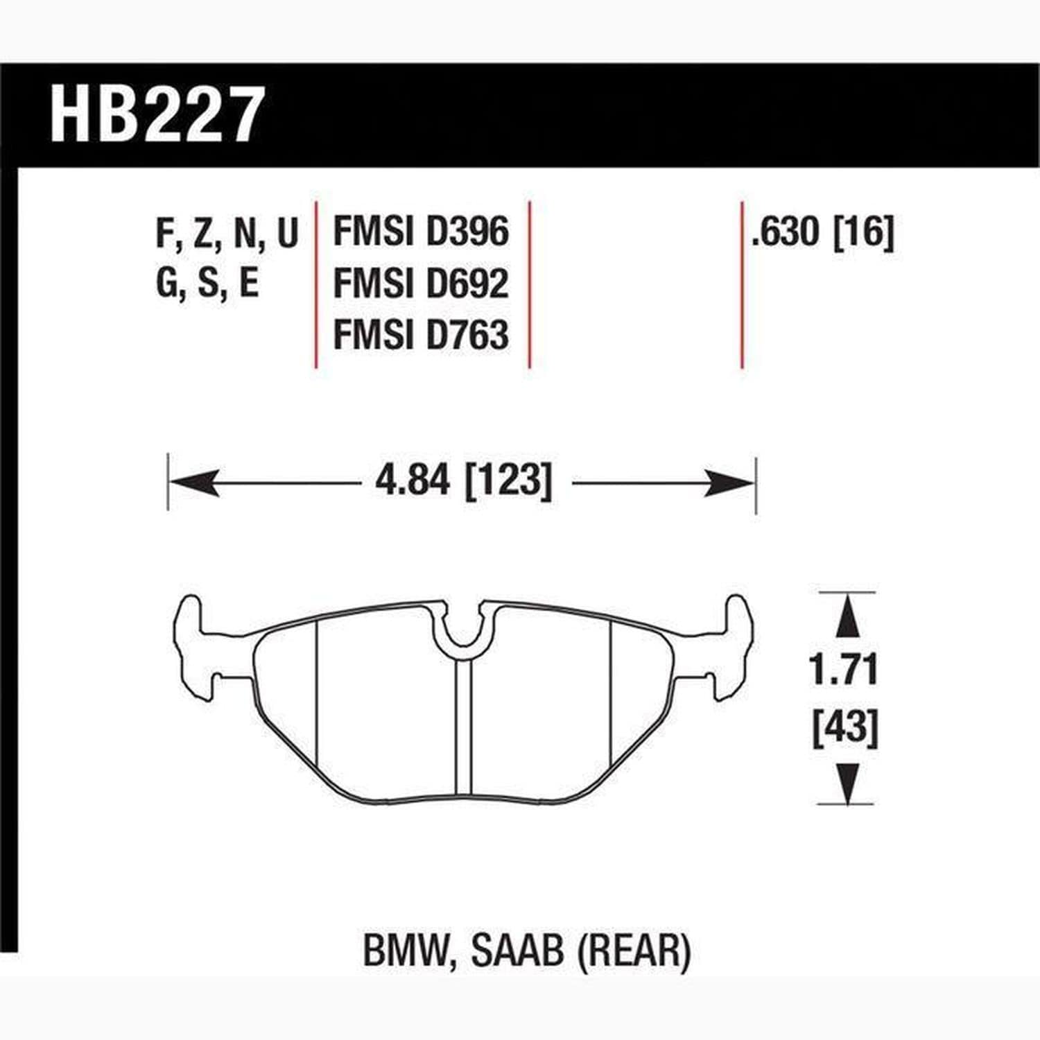 Hawk Performance Brake Pads HB227N.630 for BMW M235i xDrive