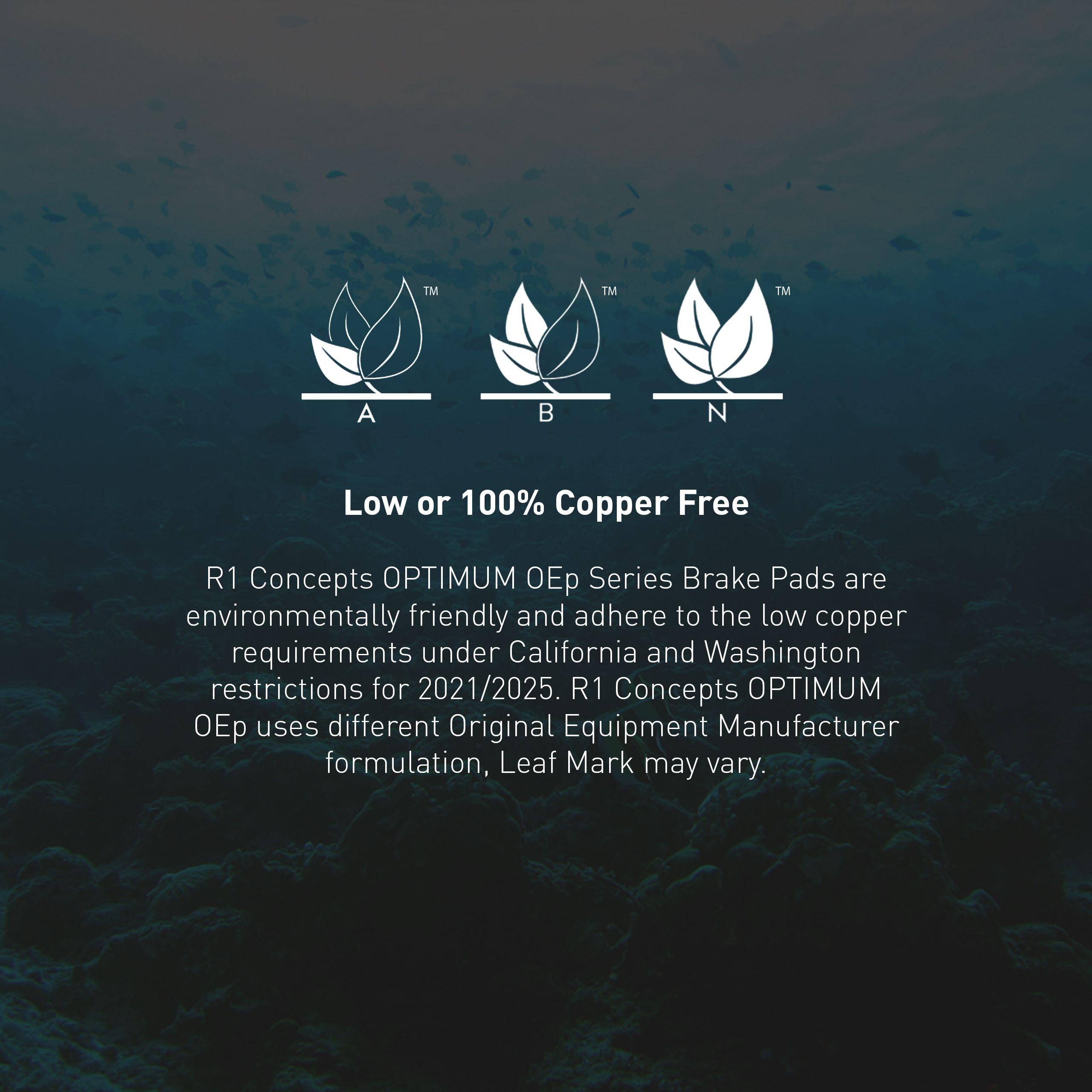 R1 Optimum OEp Series Ceramic Brake Pads and Hardware Kit 2551-0815-01