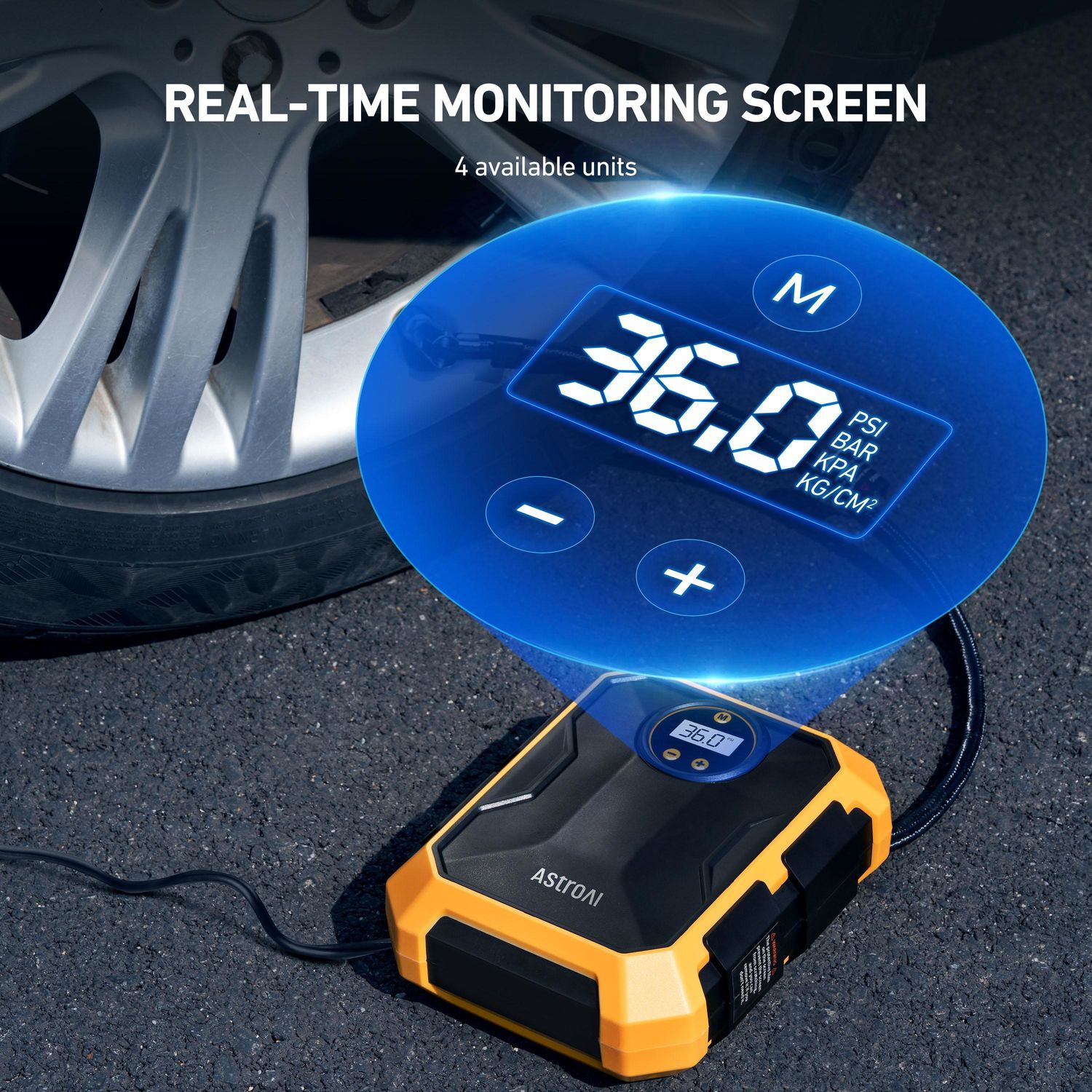 AstroAI 12 Volt DC Portable Tire Pump 100PSI Tire Inflator Air Compressor