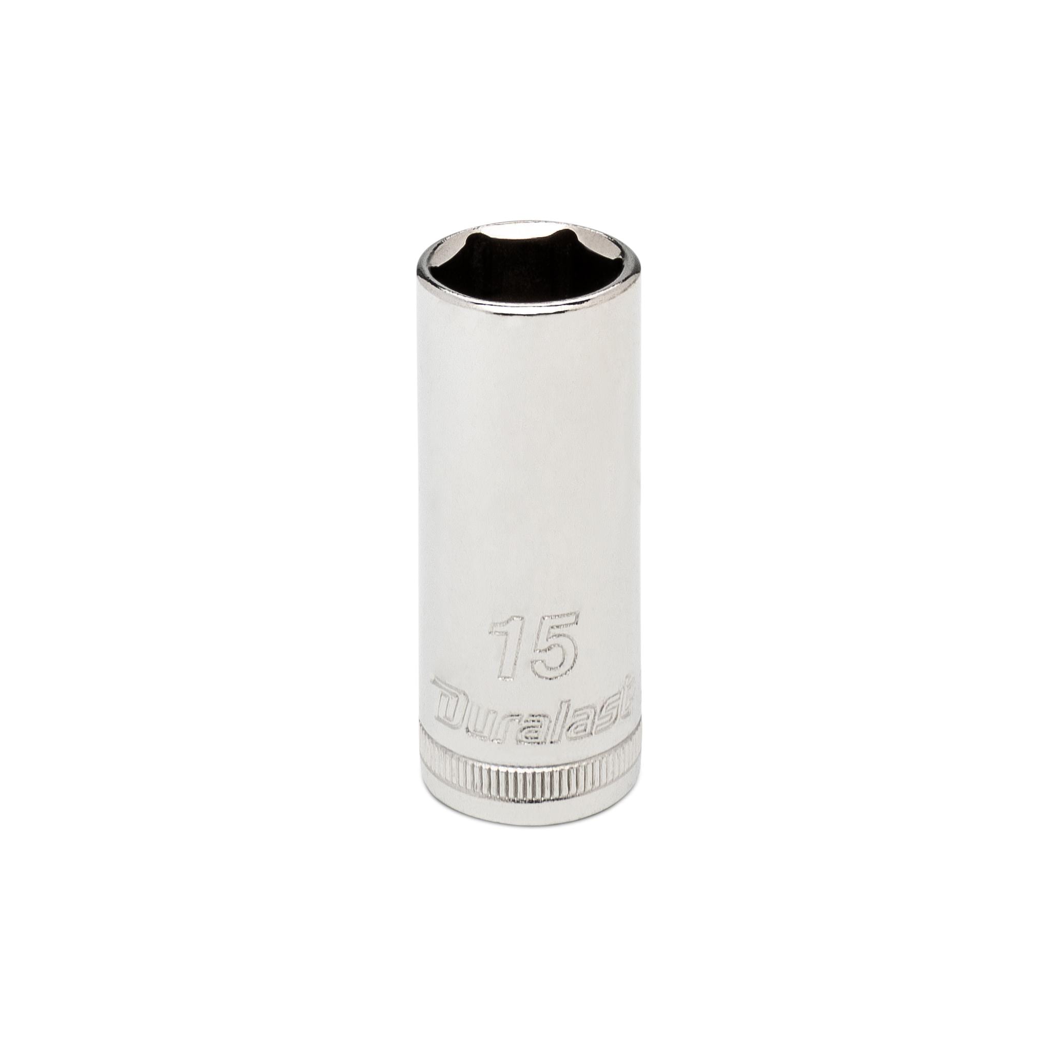Duralast 1/4in Drive 15mm 6 Point Metric Deep Chrome Socket | AutoZone