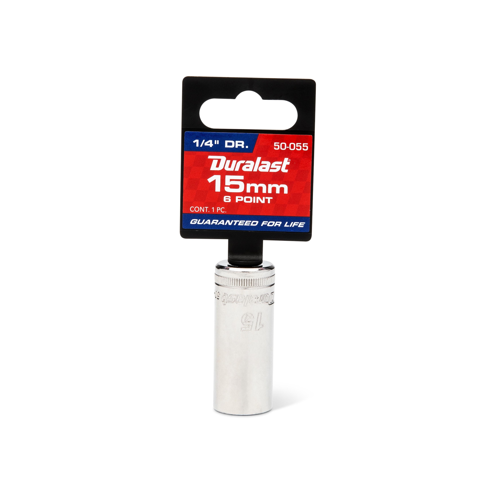Duralast 1/4in Drive 15mm 6 Point Metric Deep Chrome Socket | AutoZone