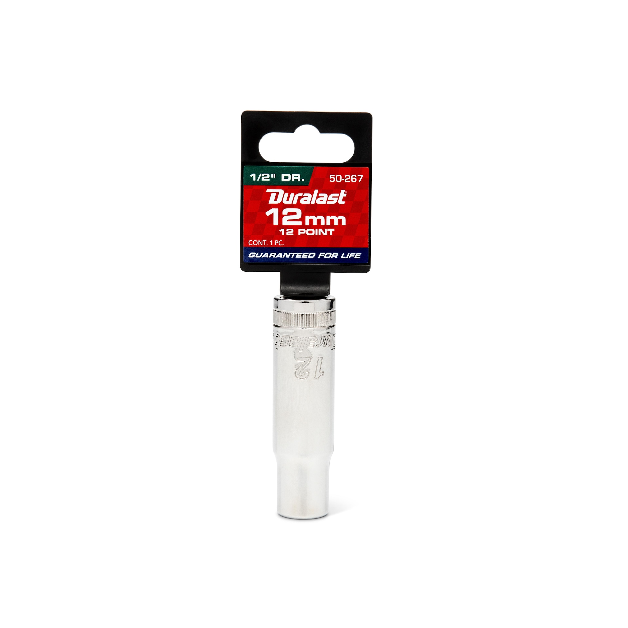 Duralast 1/2in Drive 12mm 12 Point Metric Deep Chrome Socket | AutoZone