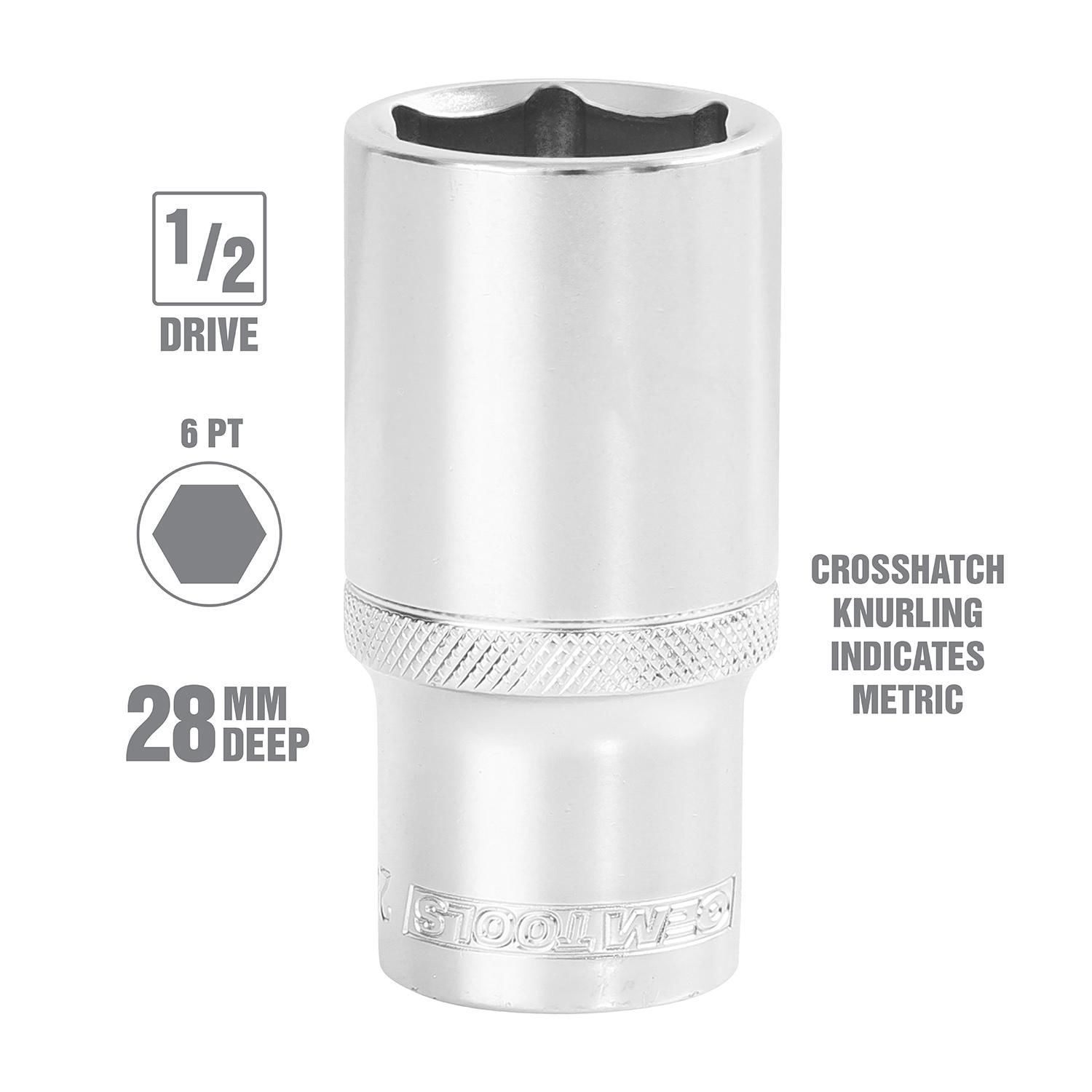OEMTOOLS 1/2in Drive 28mm Deep Wall 6 Point Socket | AutoZone