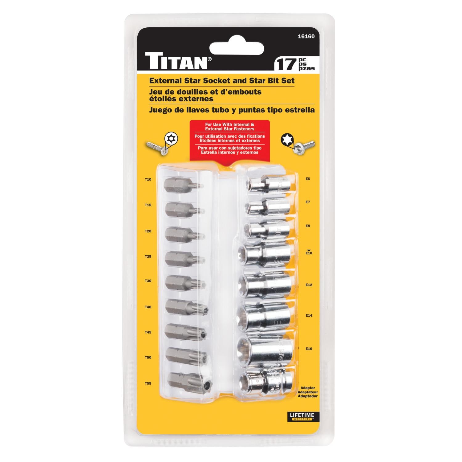 Titan Star Socket and Bit Set 17 Piece