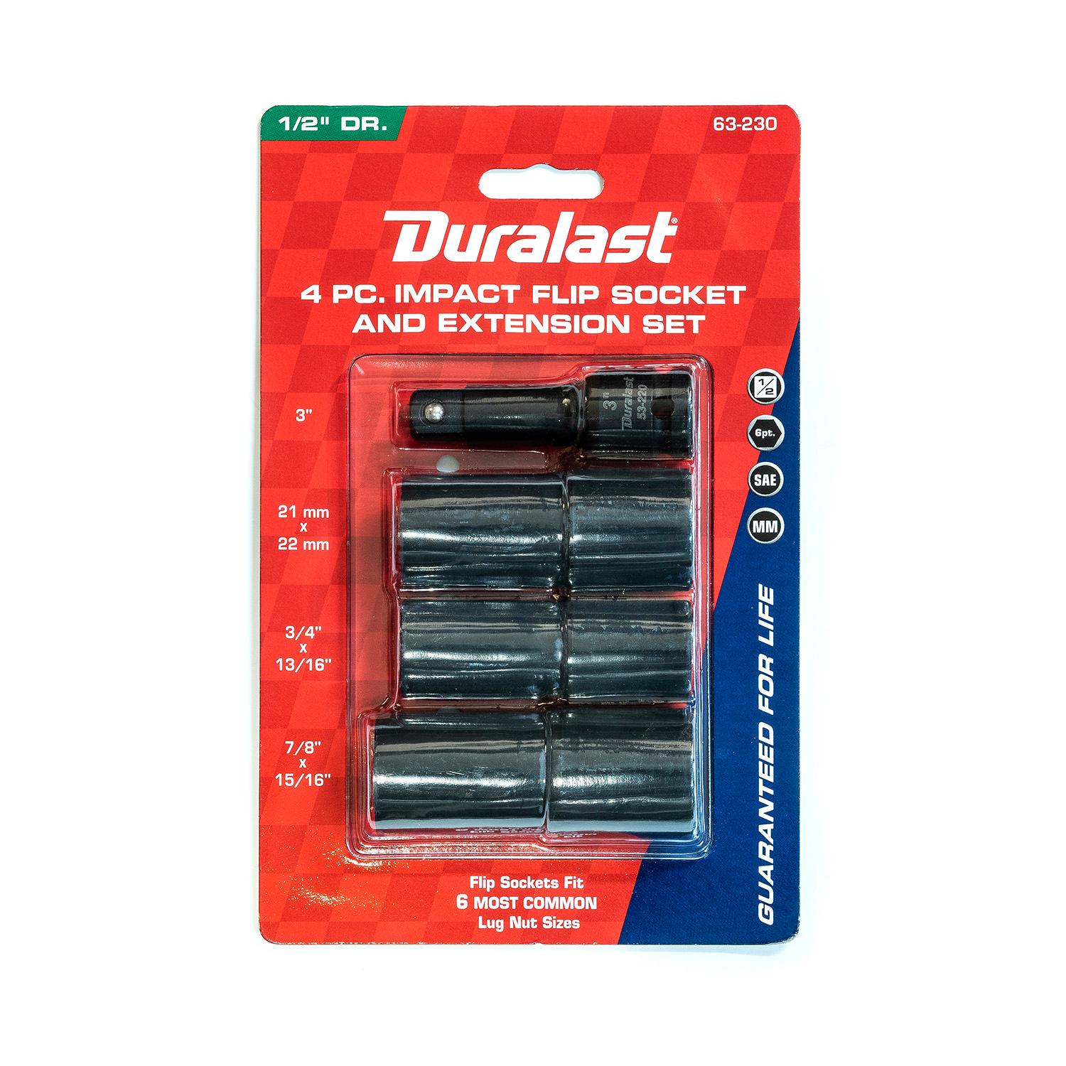 Duralast Impact Flip Socket and Extension Set 4 Piece | AutoZone