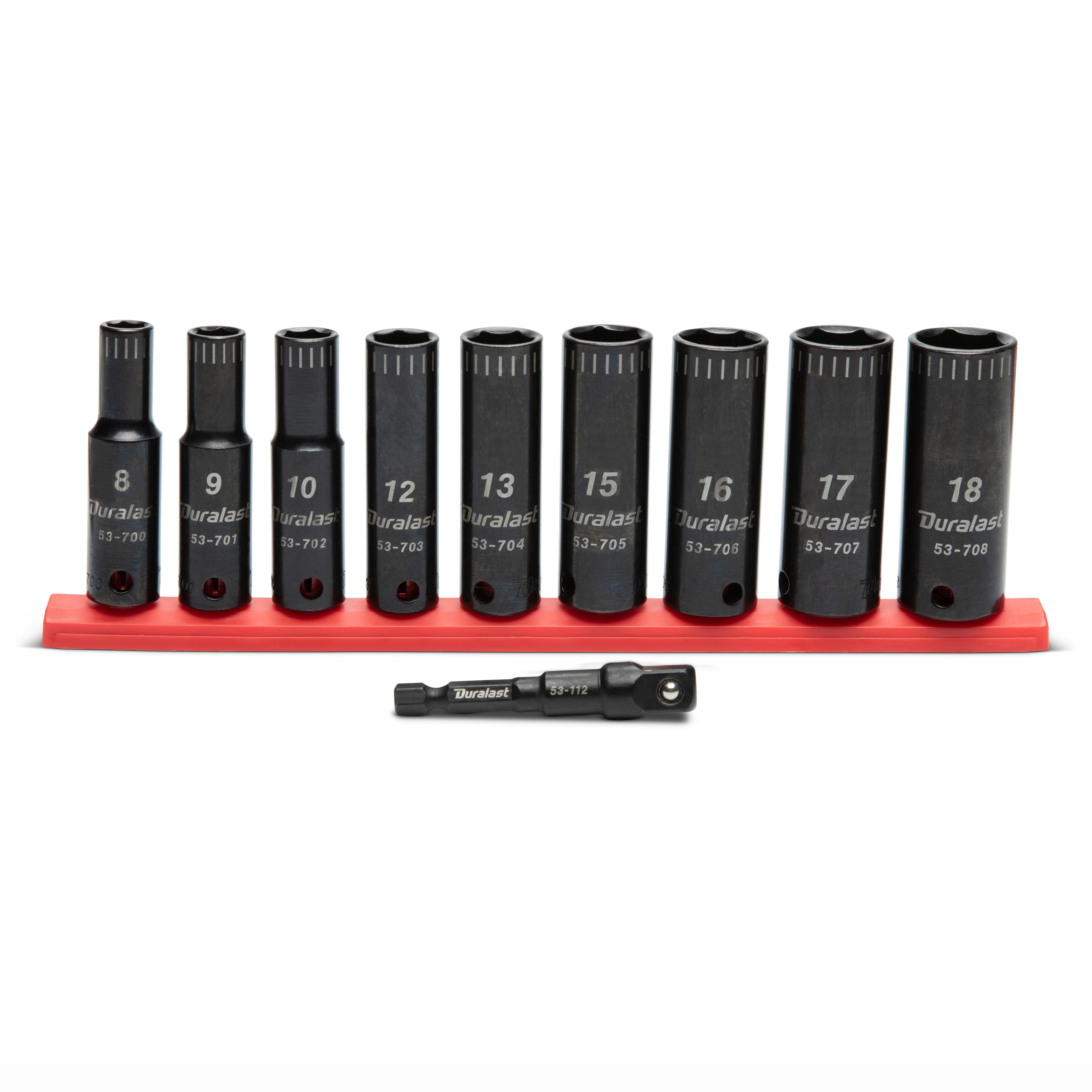Duralast 3/8in Drive Deep Thin Wall Impact Socket Set Metric 10