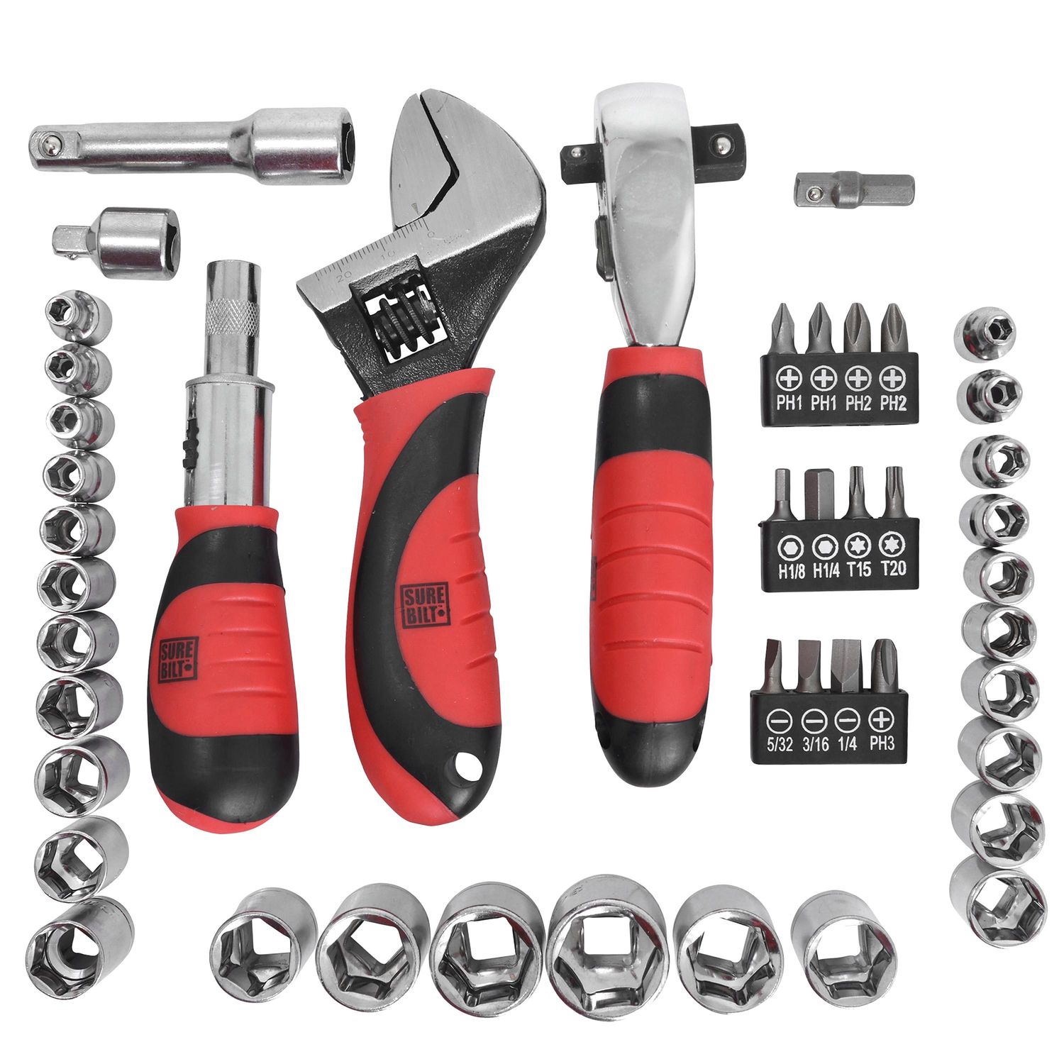 SureBilt Stubby Driver Dual Drive Ratchet SAE/Metric Tool Set 45