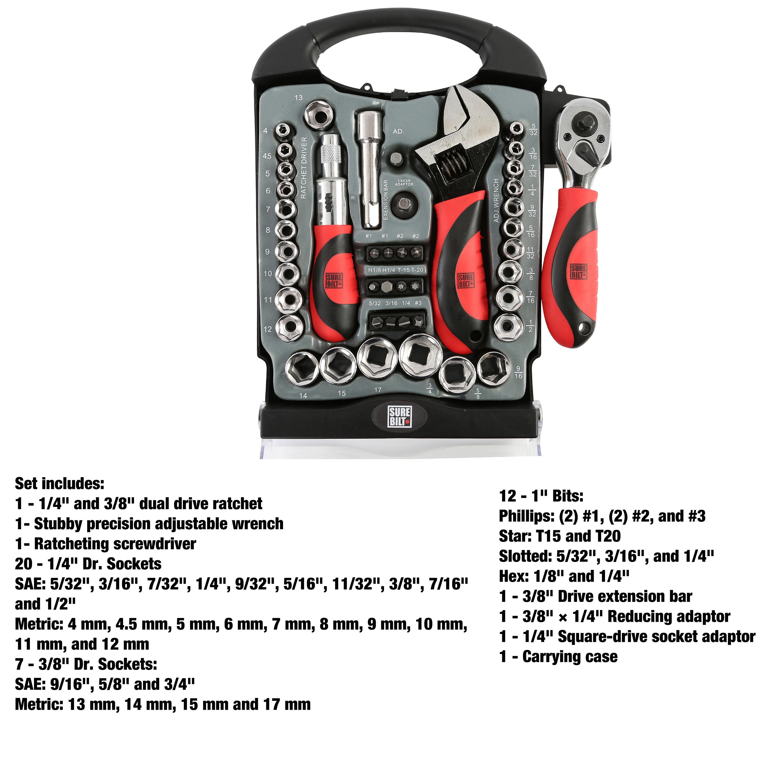 SureBilt Stubby Driver Dual Drive Ratchet SAE/Metric Tool Set 45