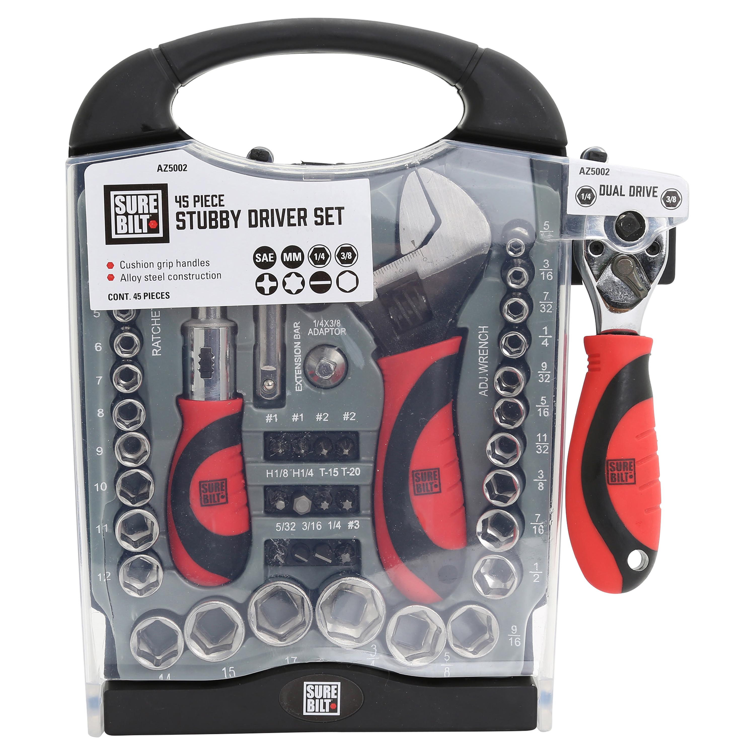 SureBilt Stubby Driver Dual Drive Ratchet SAE/Metric Tool Set 45