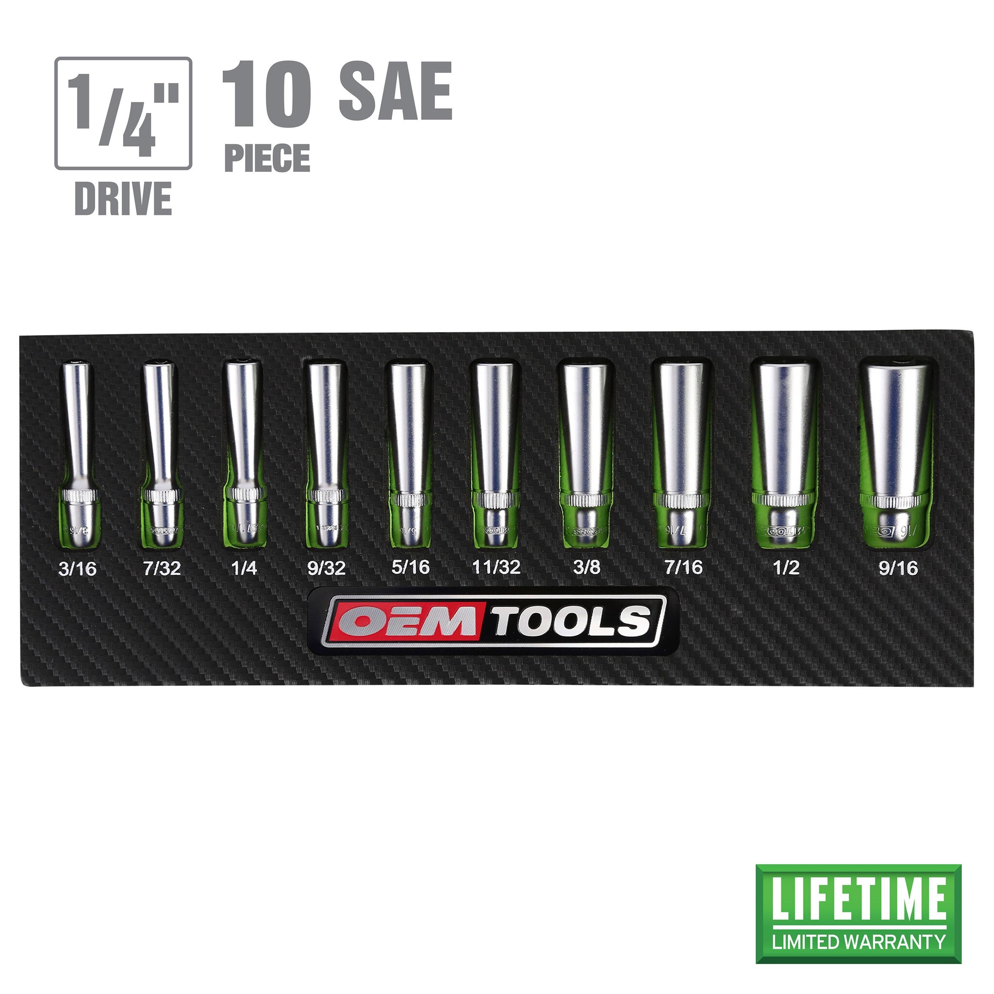 OEMTOOLS 1/4in Drive SAE Deep Socket Set 10 Piece | AutoZone