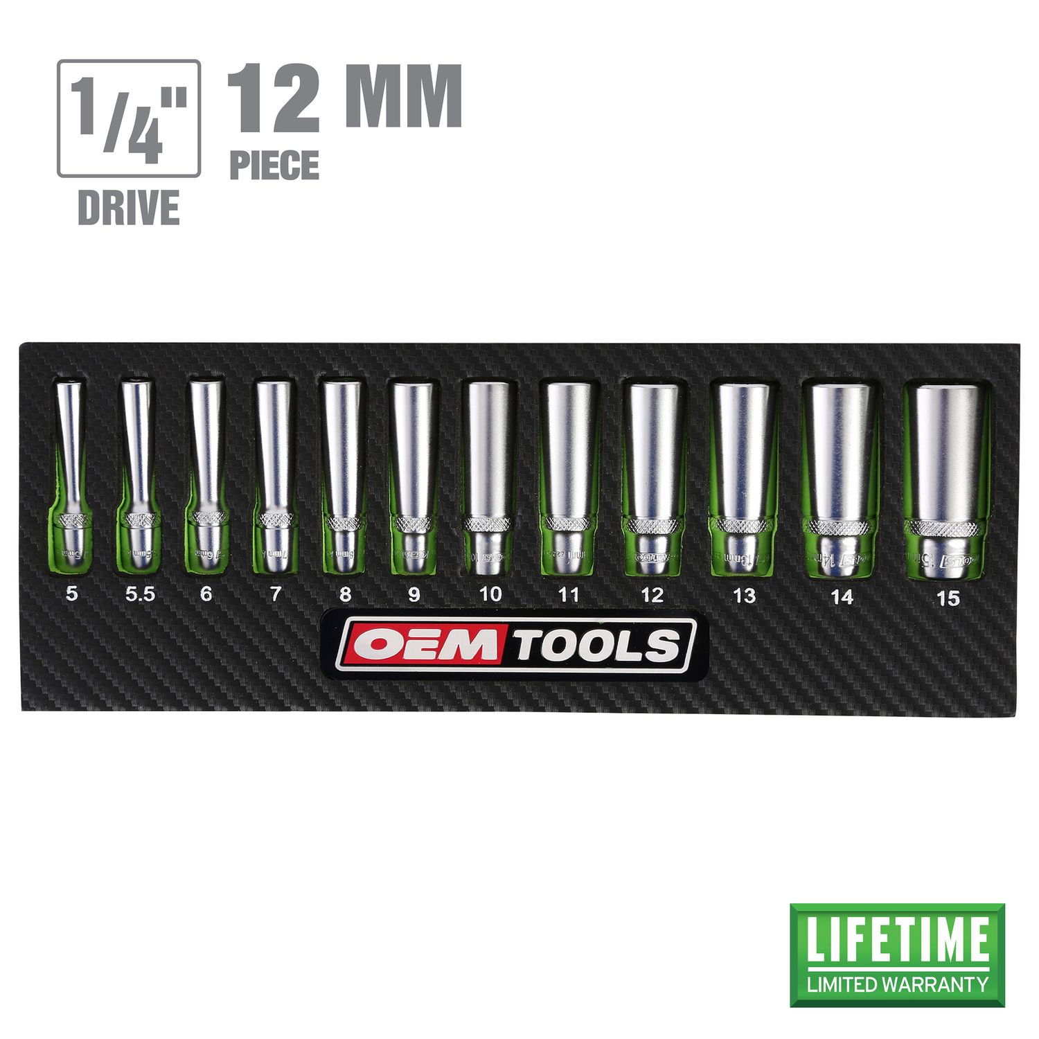 OEMTOOLS 23986 1/4in Drive Metric Deep Socket Set 12 Piece | AutoZone