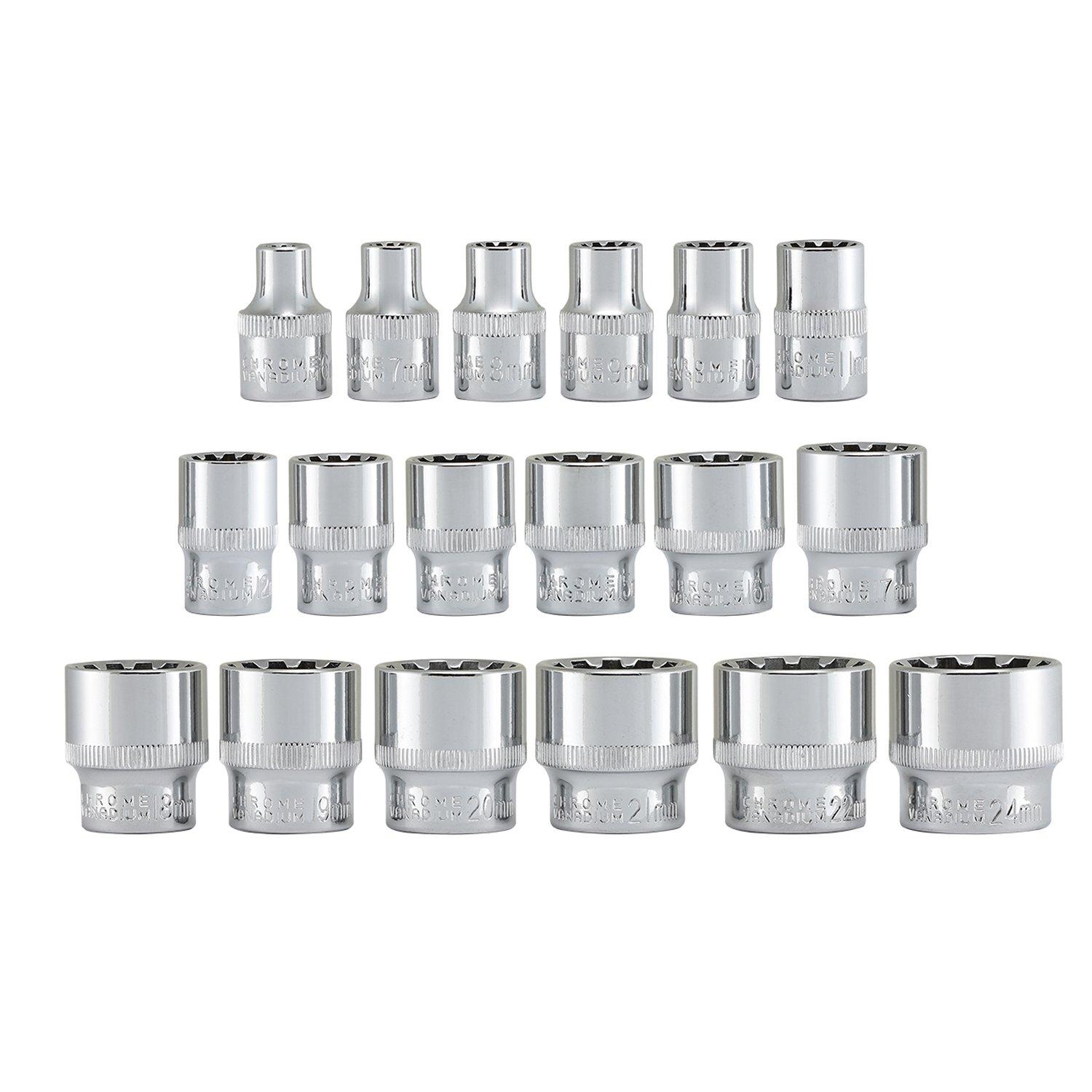 NEIKO 3/8in Drive, Spline, Metric and SAE, Cr-V, Universal 6 Point