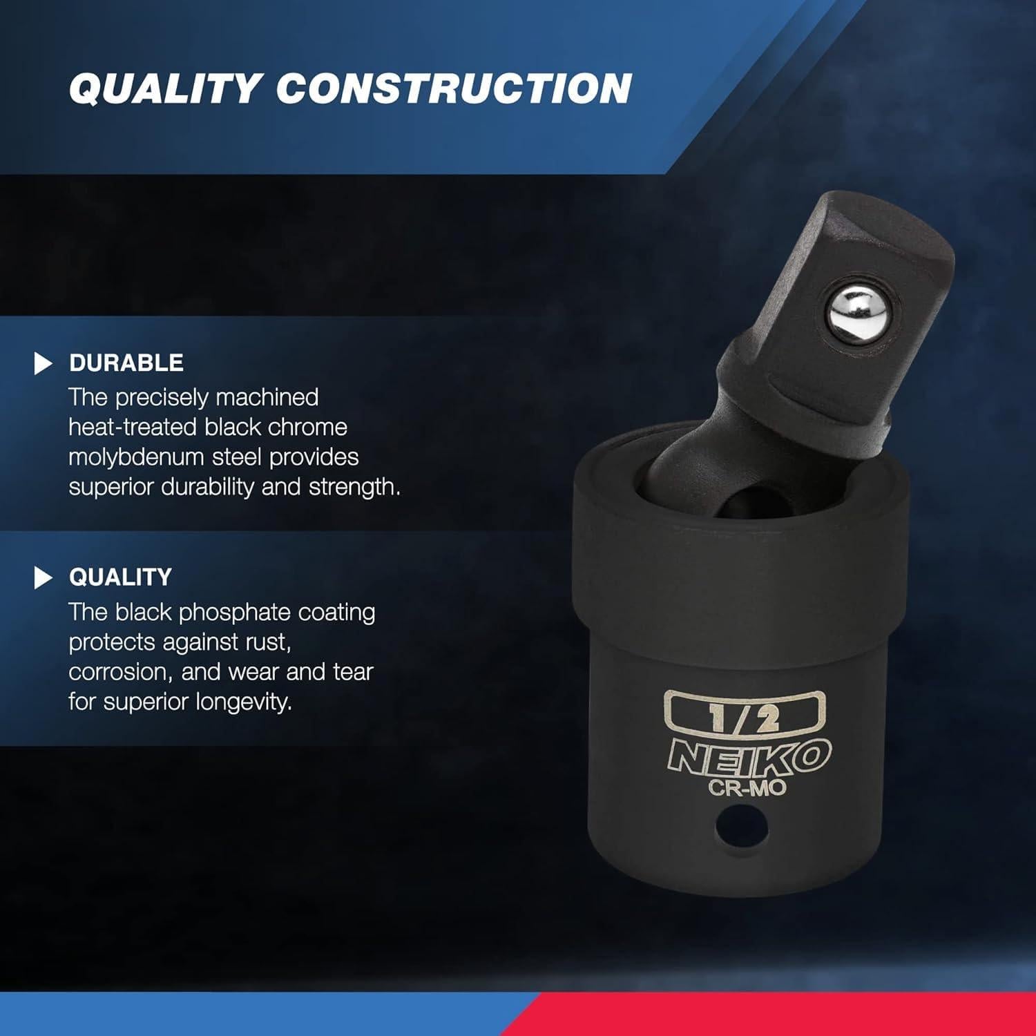 NEIKO 1/2in Drive, Cr-Mo, Impact Grade Universal Joint Swivel
