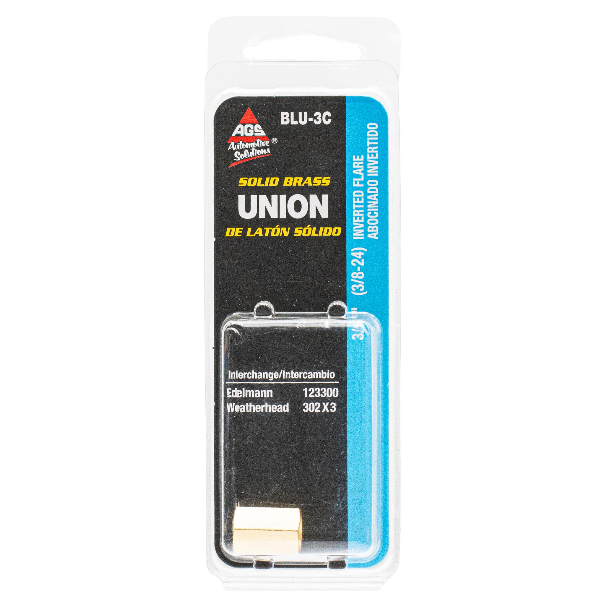AGS 3/16in 3/8-24 Inverted, 1 Card Brass Brake Line Union | AutoZone