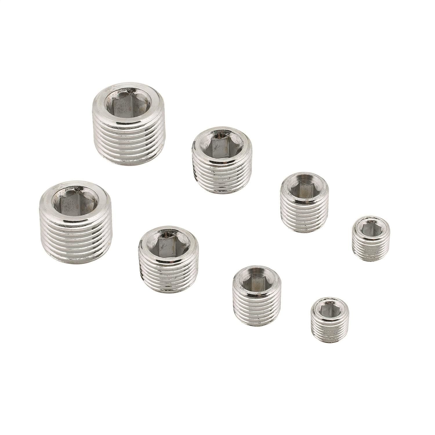 Mr. Gasket Chrome Pipe Plug Set 8 Piece for Ford Gran Torino