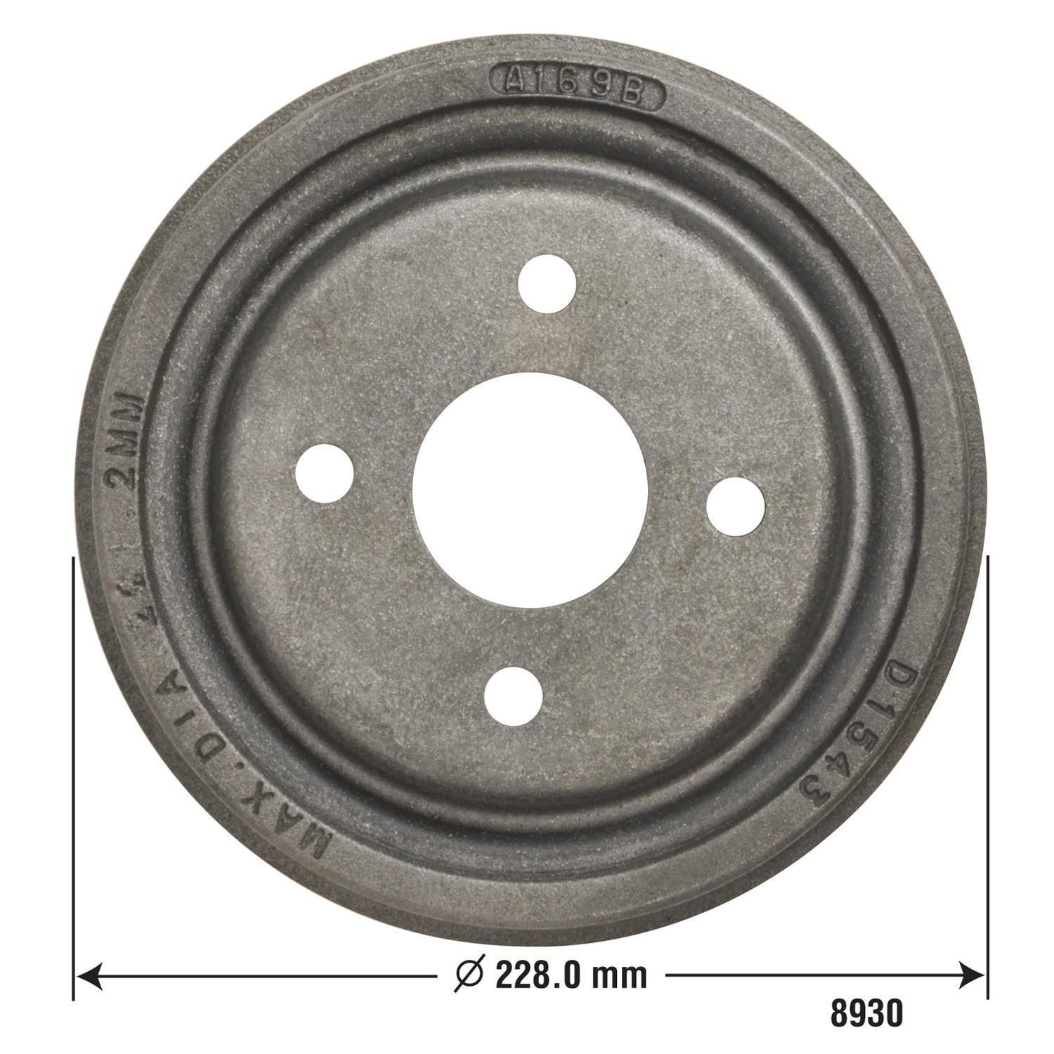 Duralast Brake Drum 8930 for Dodge Neon