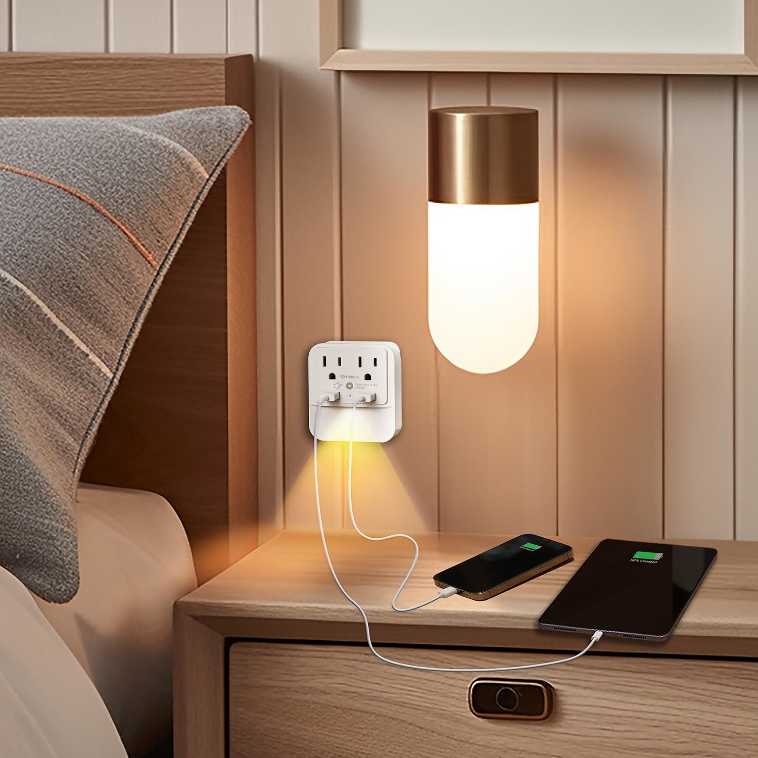 CJ Tech Wall Tap 2 Outlet 2 USB with Built in Nightlight | AutoZone