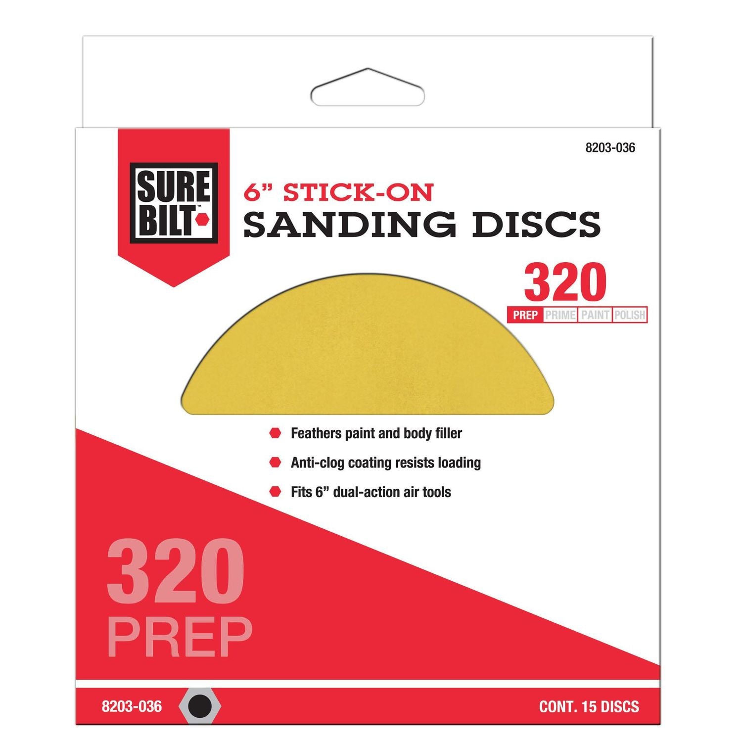 SureBilt 6in Gold Sanding Disc P320 15 Pack | AutoZone