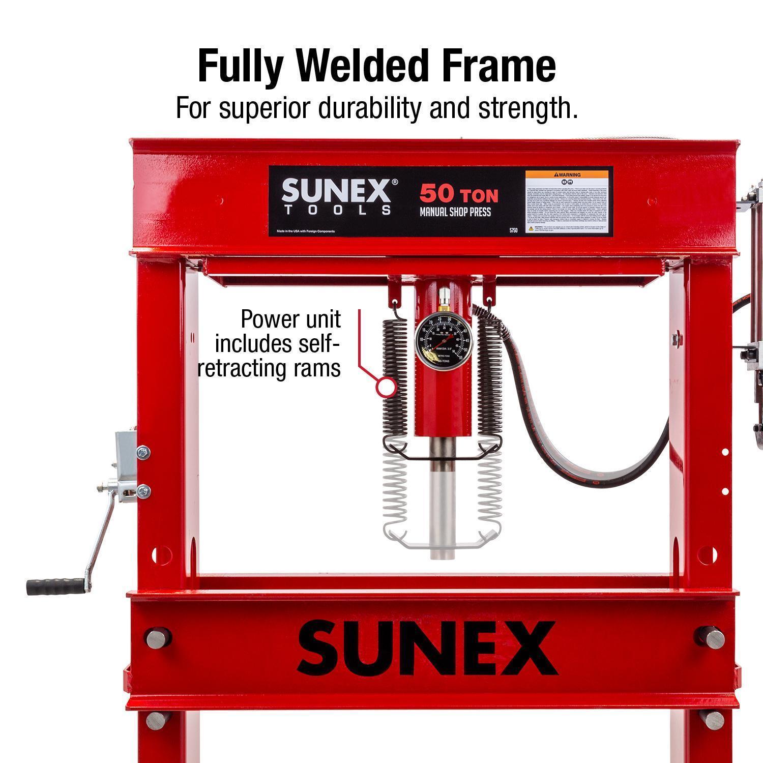 Sunex 50 Ton Hydraulic Shop Press | AutoZone